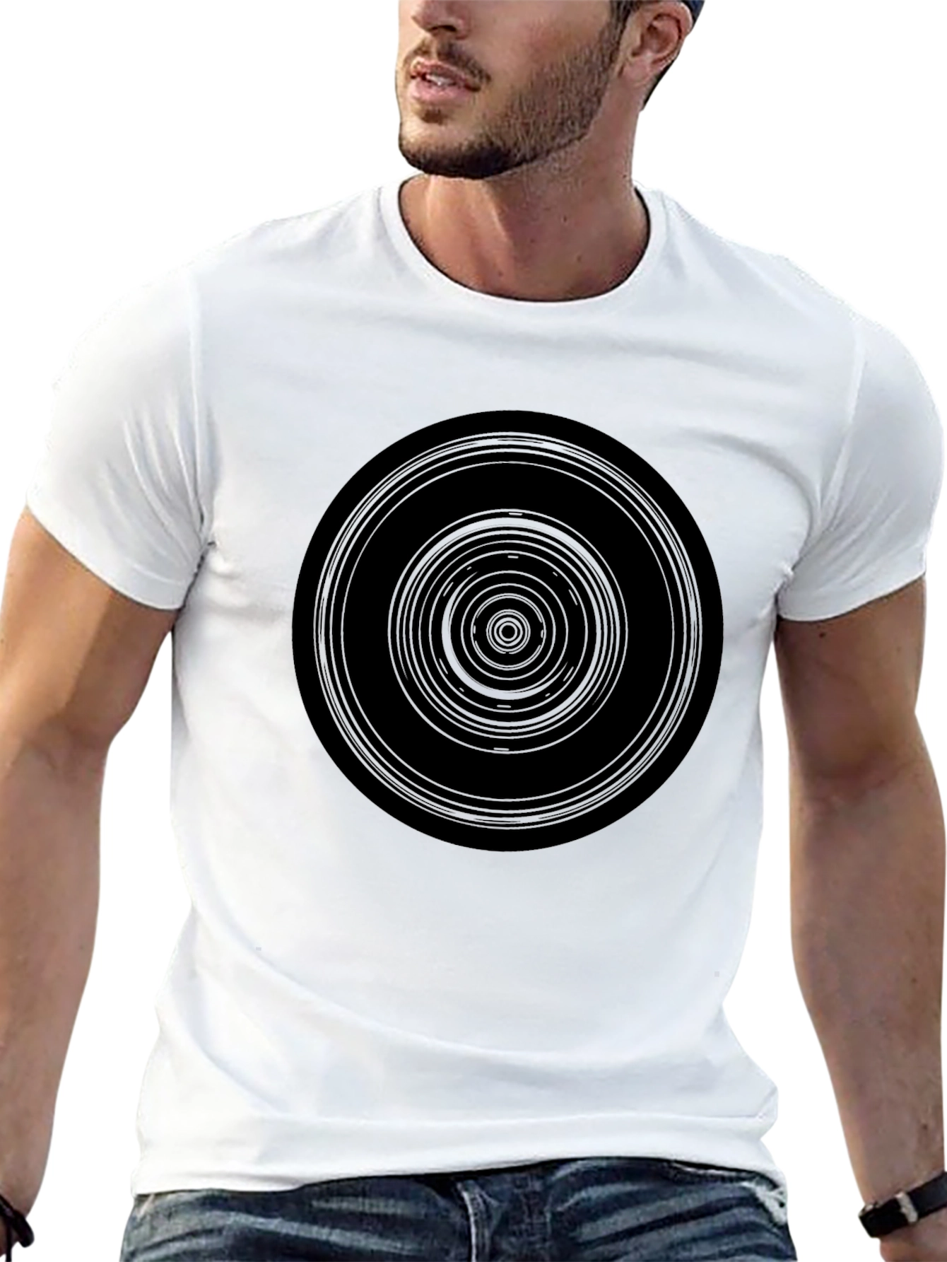 Hypnotic Circle Graphic Black T-Shirt