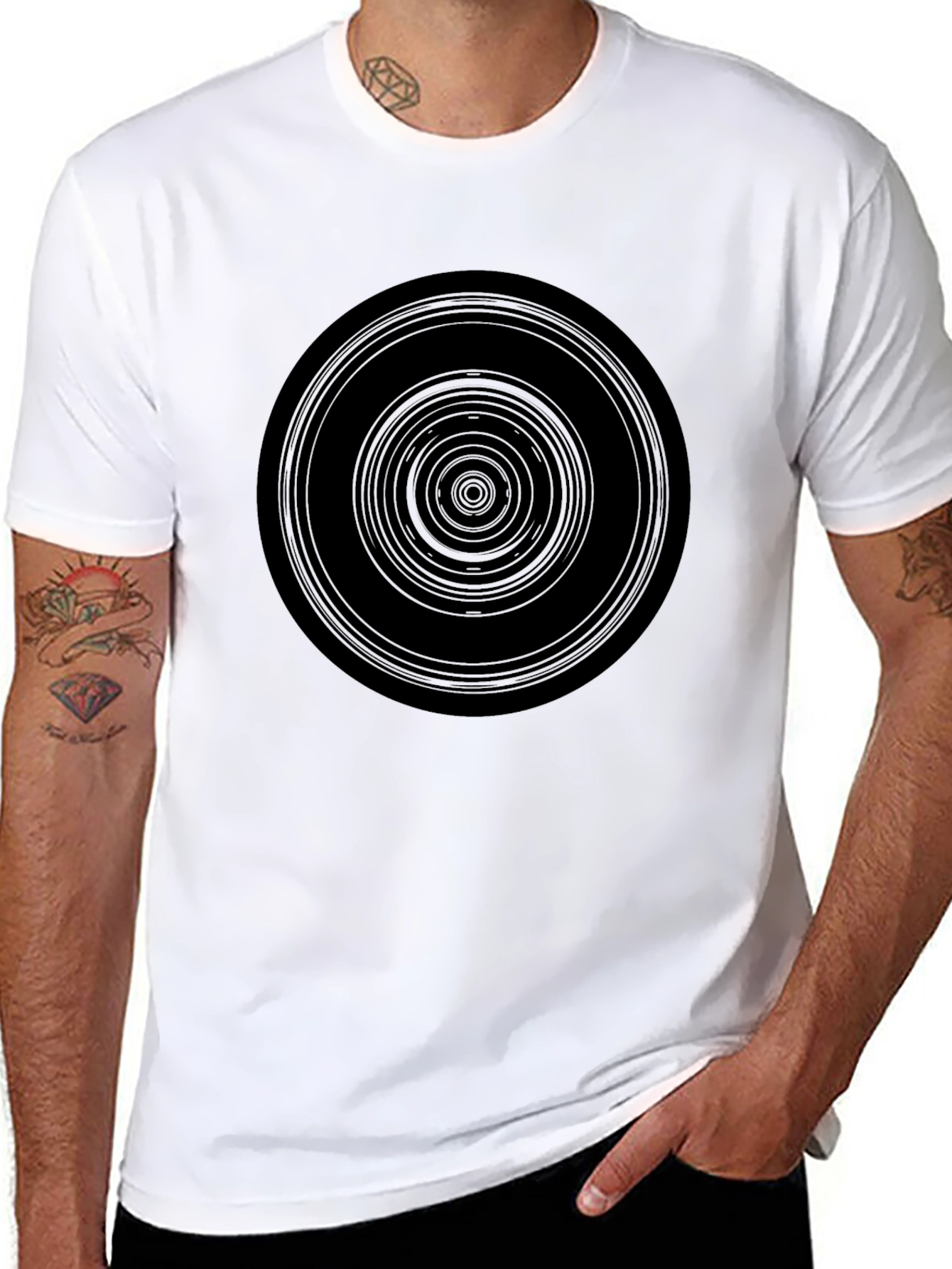 Hypnotic Circle Graphic Black T-Shirt