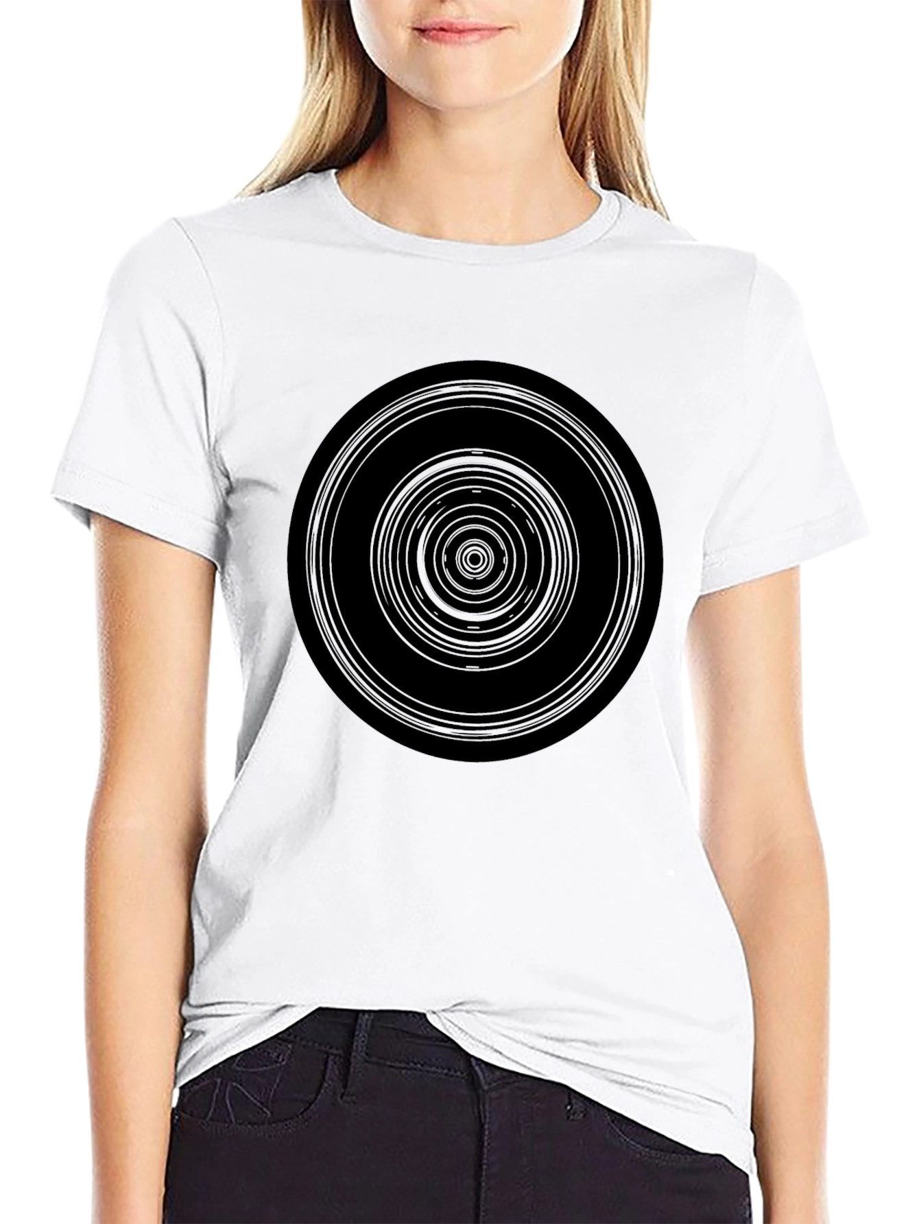 Hypnotic Circle Graphic Black T-Shirt