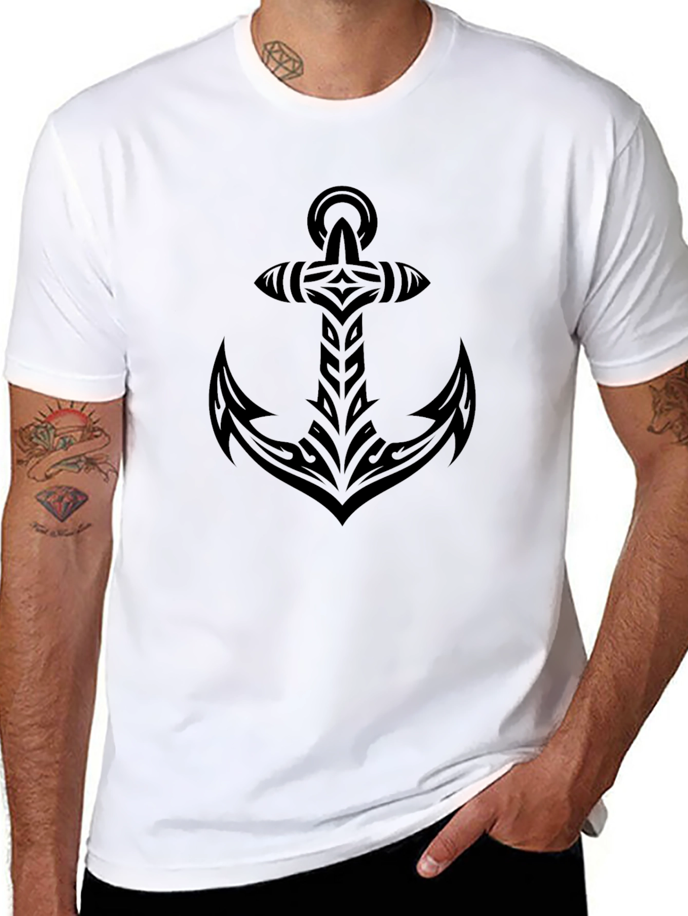 Tribal Anchor Graphic Black T-Shirt