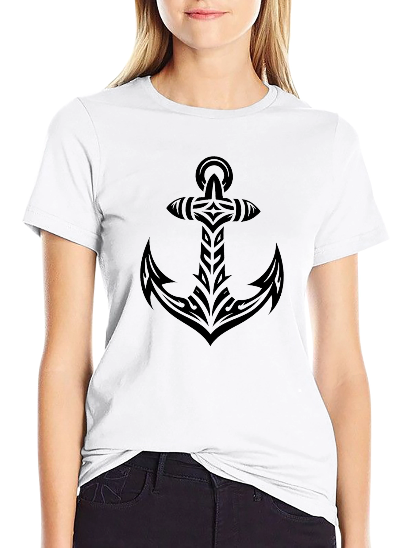 Tribal Anchor Graphic Black T-Shirt