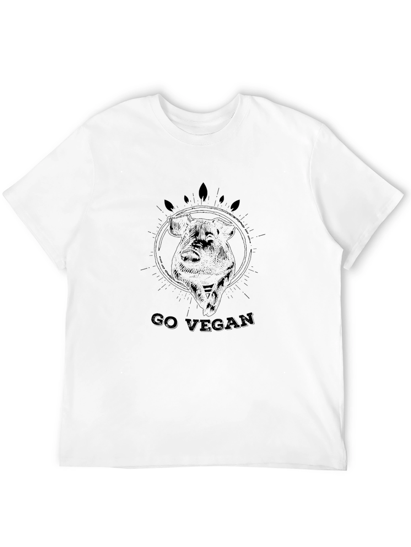 Go Vegan Pig Graphic Tee - Black