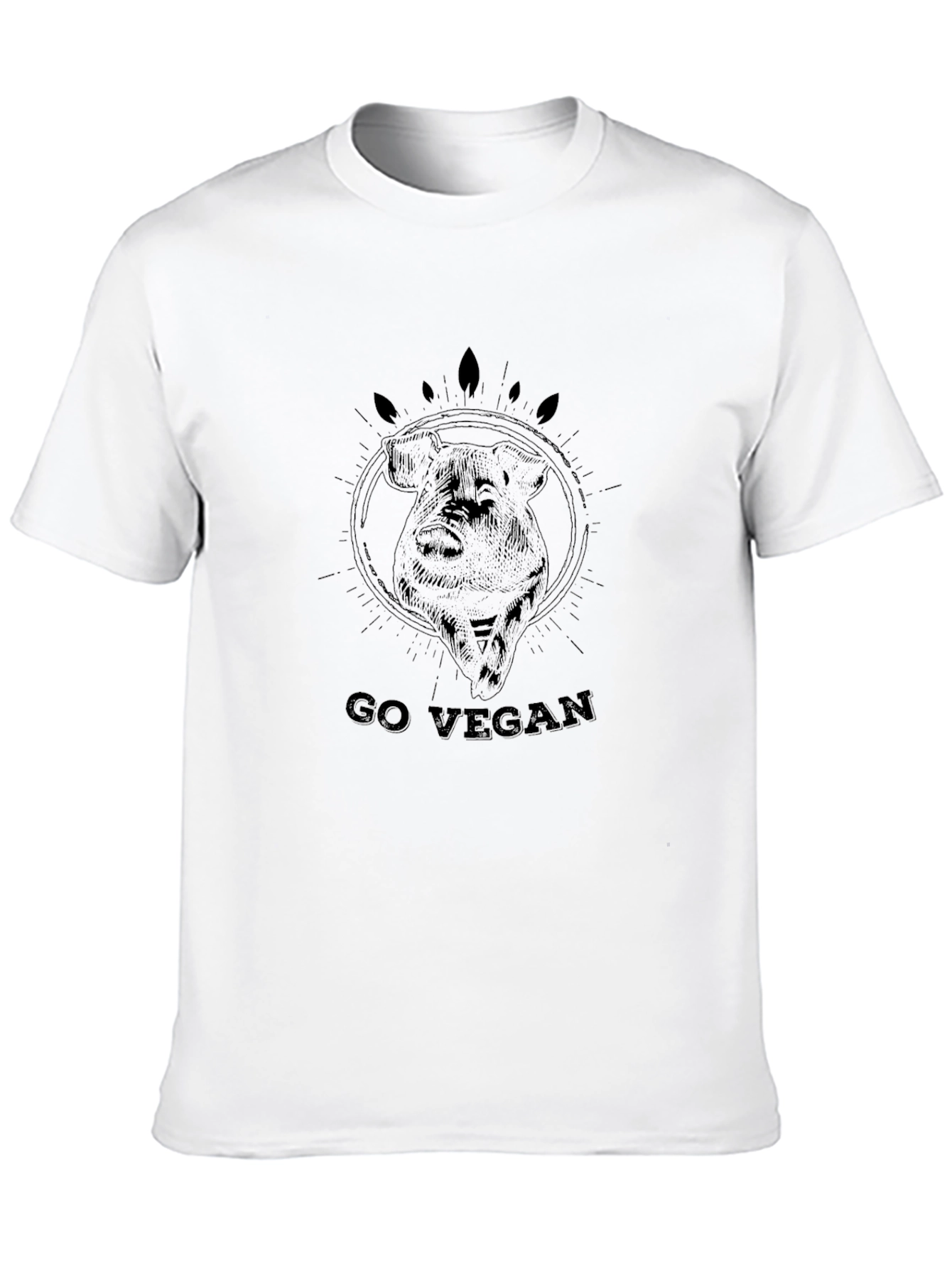 Go Vegan Pig Graphic Tee - Black
