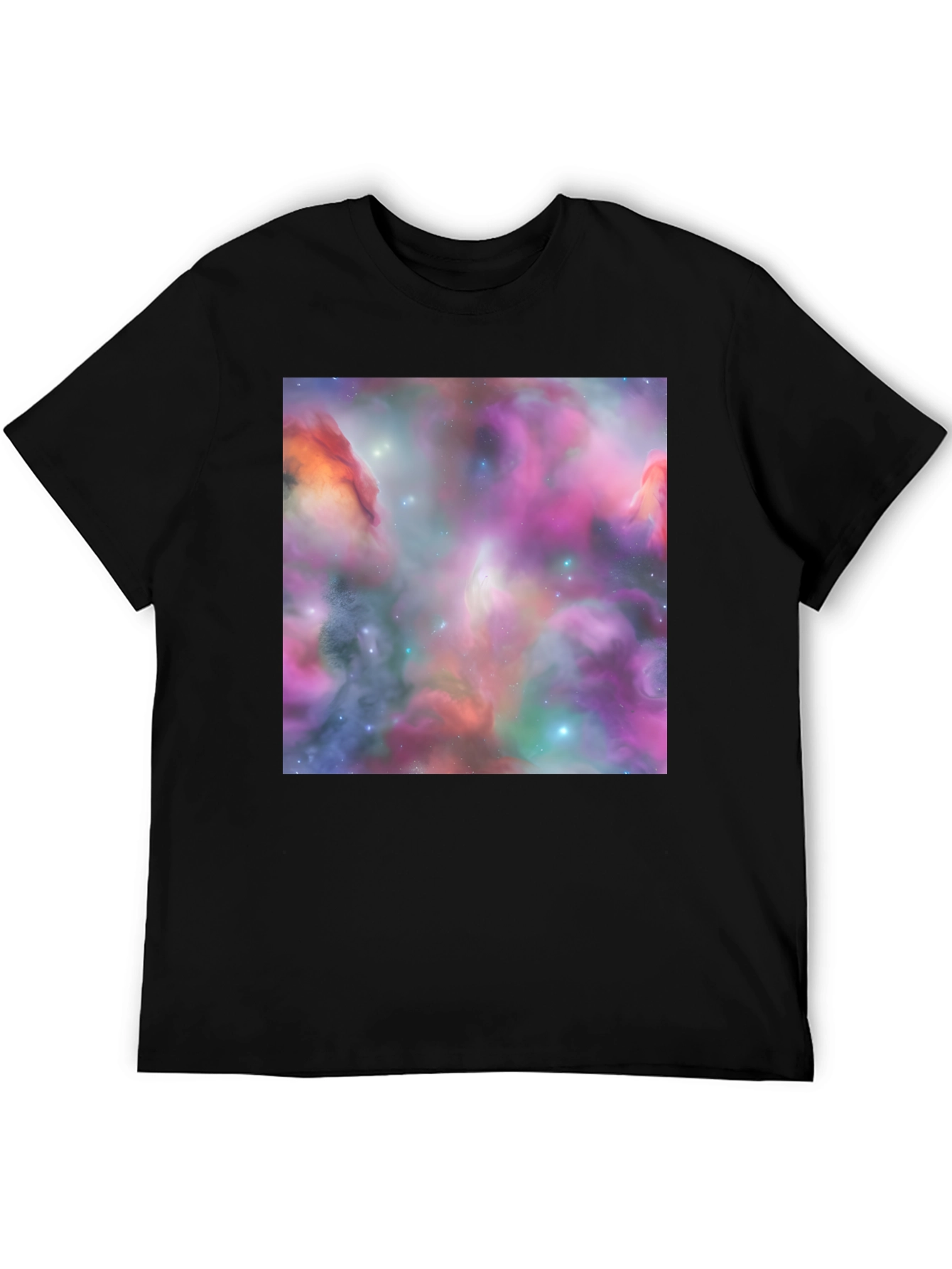 Nebula Galaxy Graphic Print Black T-Shirt