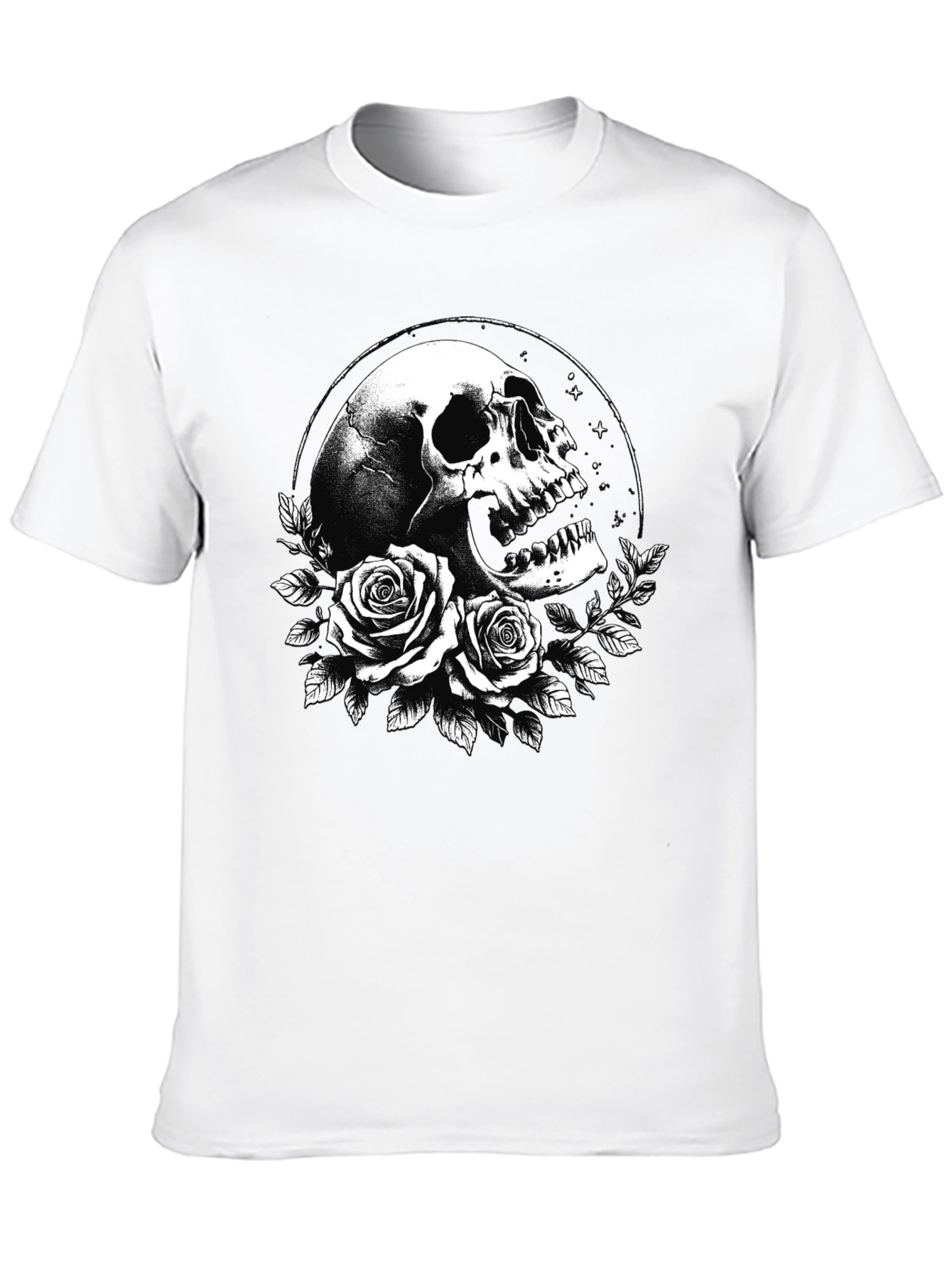 Skull & Roses Graphic T-Shirt - Black
