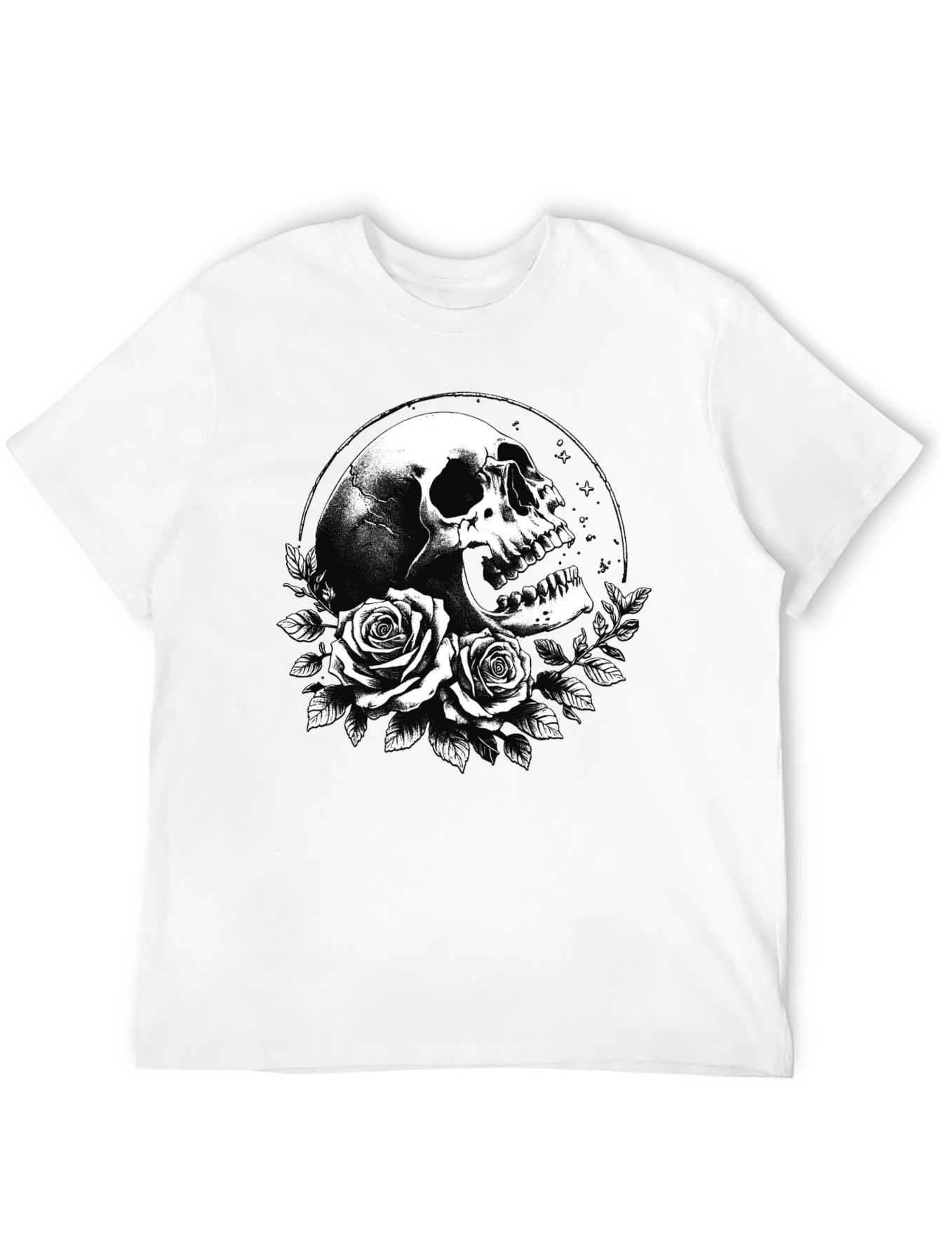 Skull & Roses Graphic T-Shirt - Black