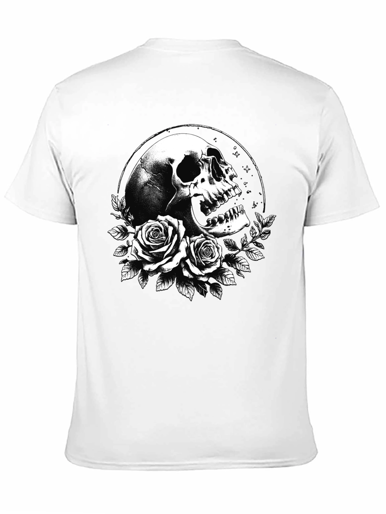 Skull & Roses Graphic T-Shirt - Black