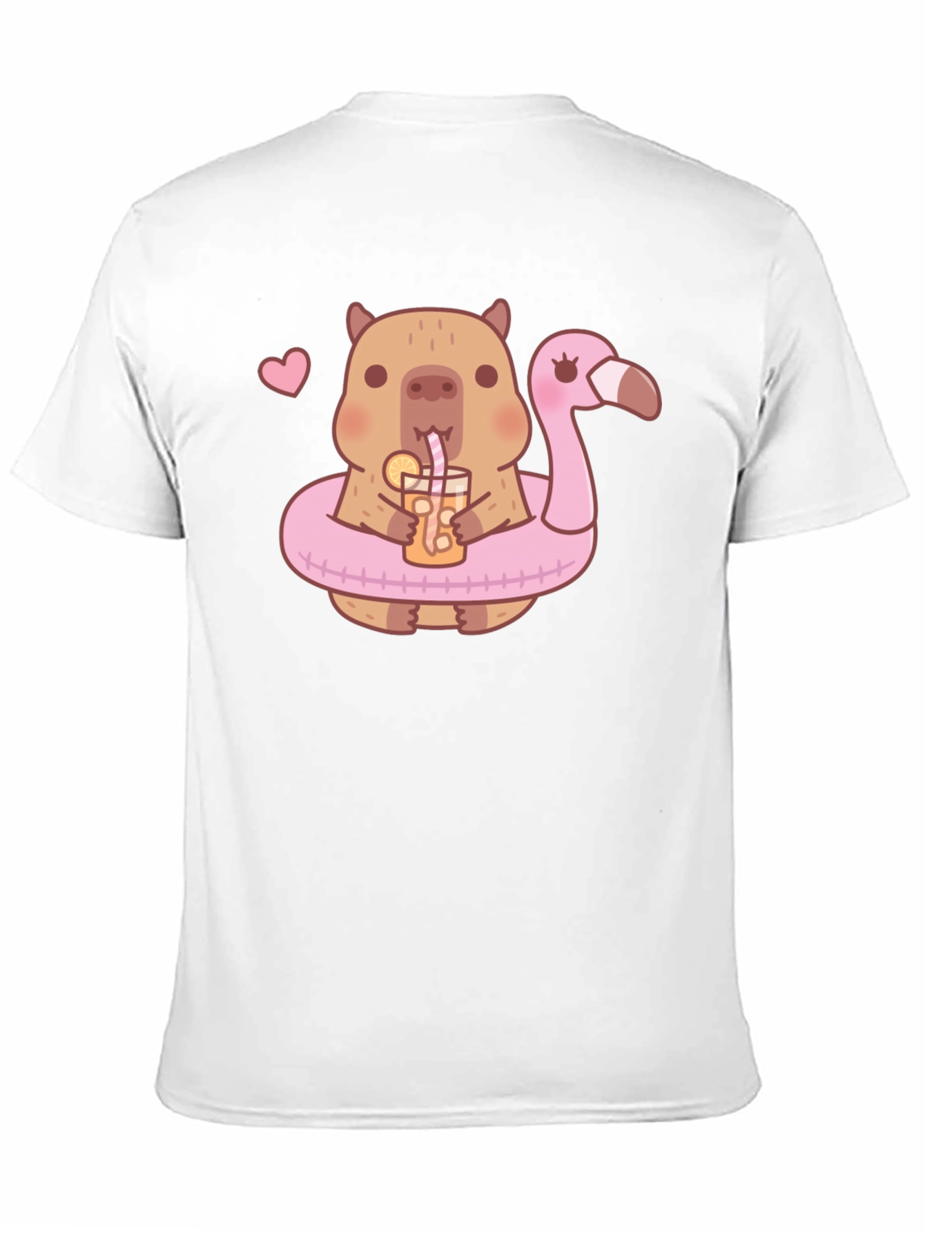 Cute Capybara Flamingo Drink Graphic T-Shirt
