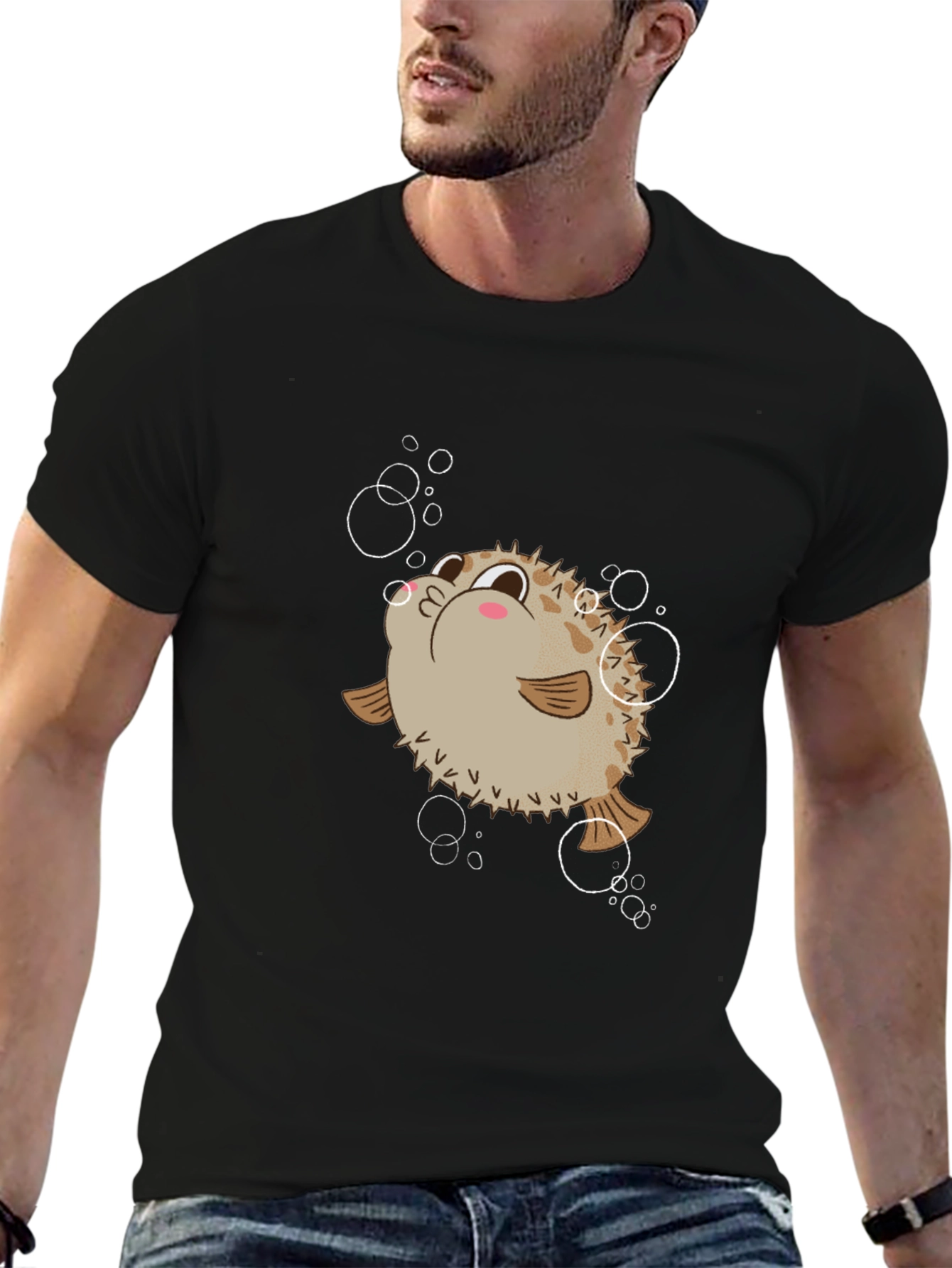 Puffer Fish Black T-Shirt
