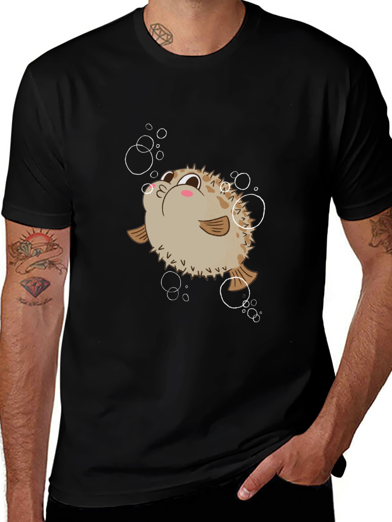 Puffer Fish Black T-Shirt