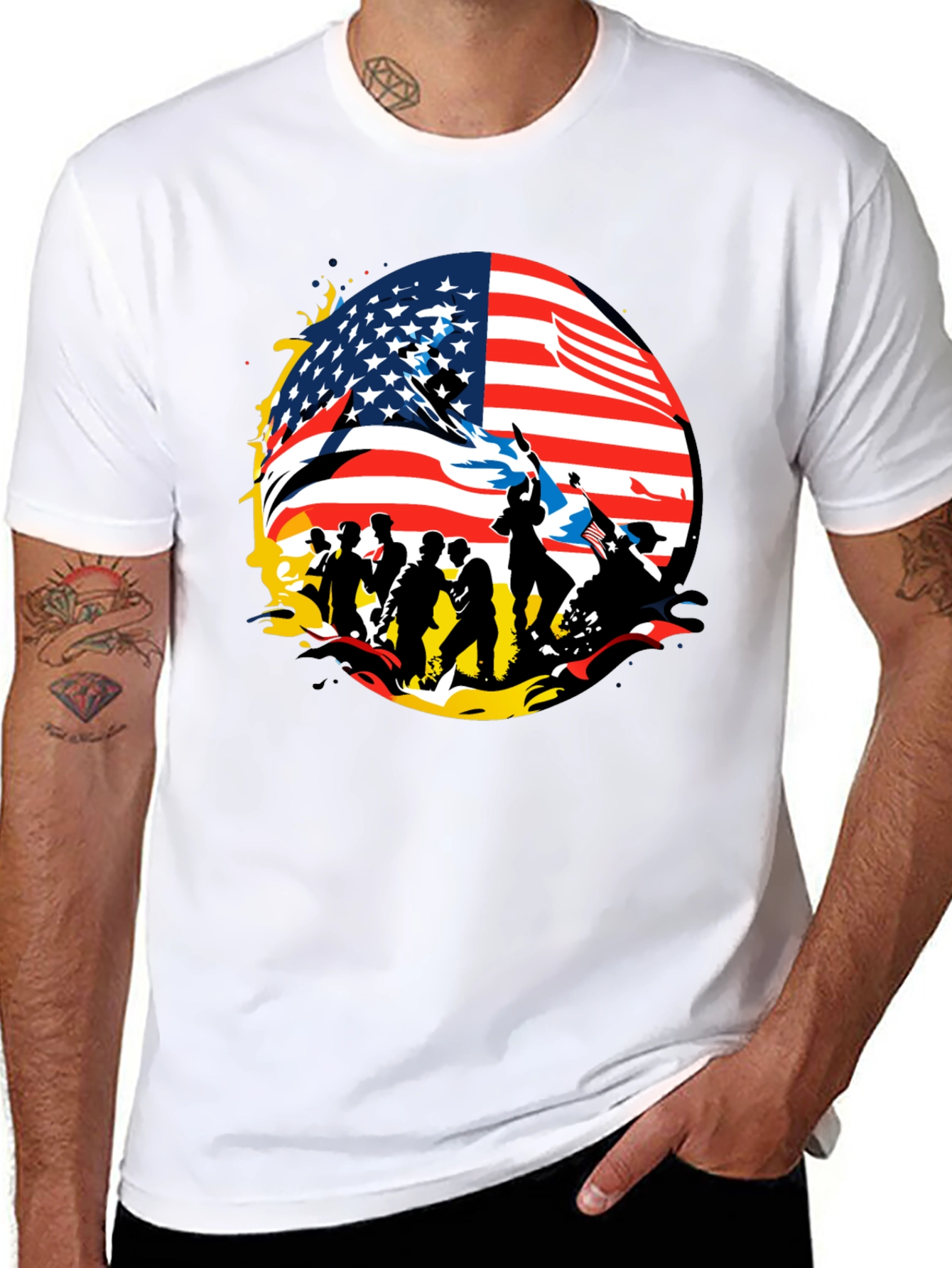 Patriotic American Flag Graphic T-Shirt
