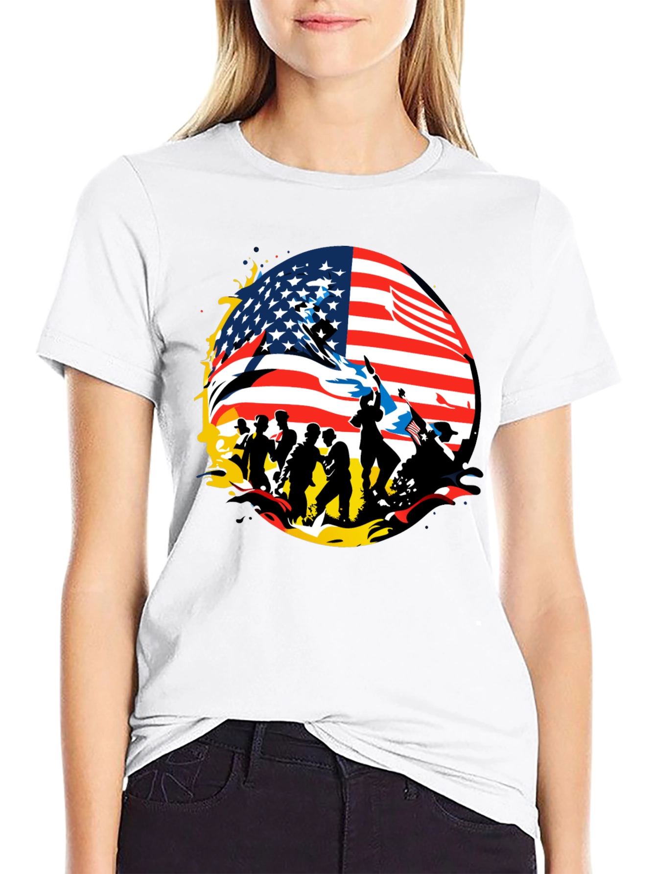 Patriotic American Flag Graphic T-Shirt