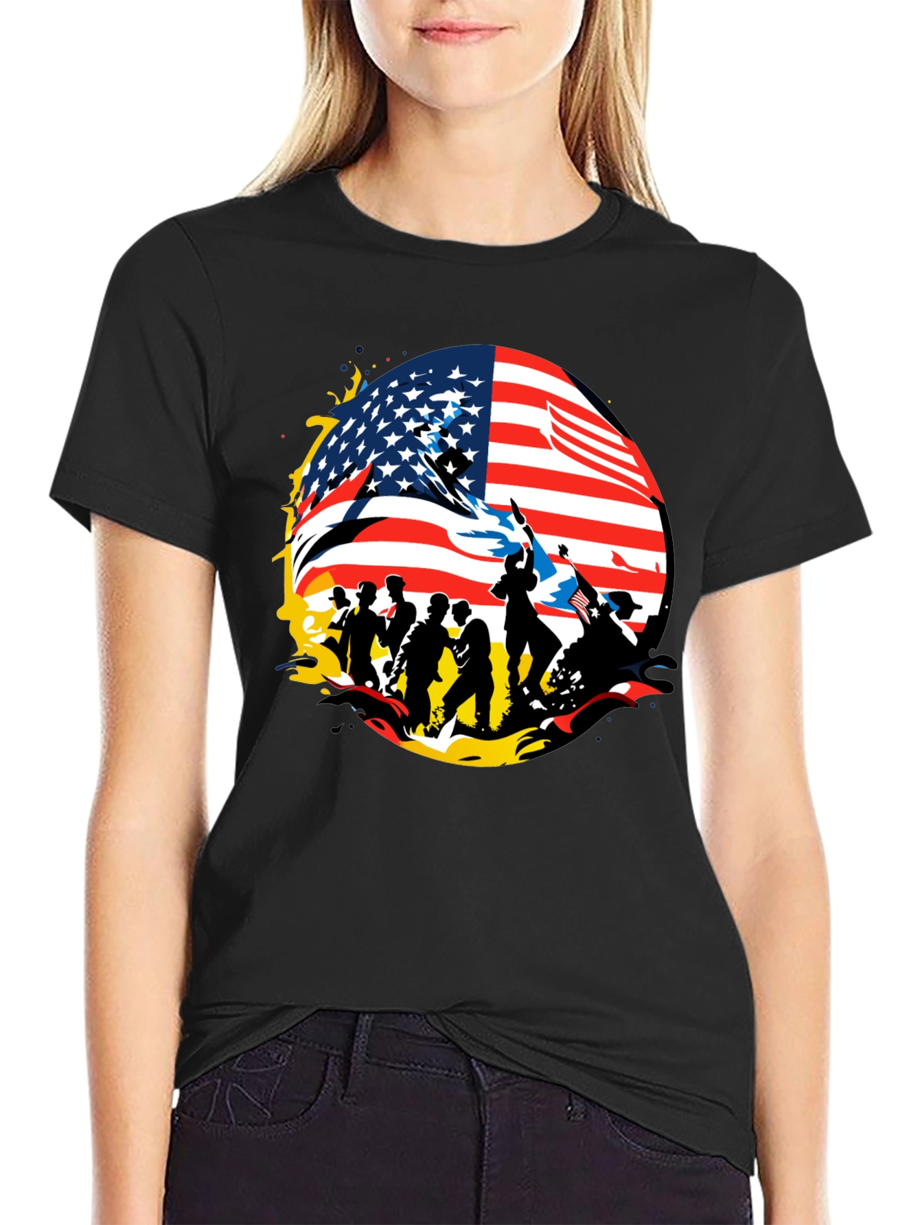 Patriotic American Flag Graphic T-Shirt