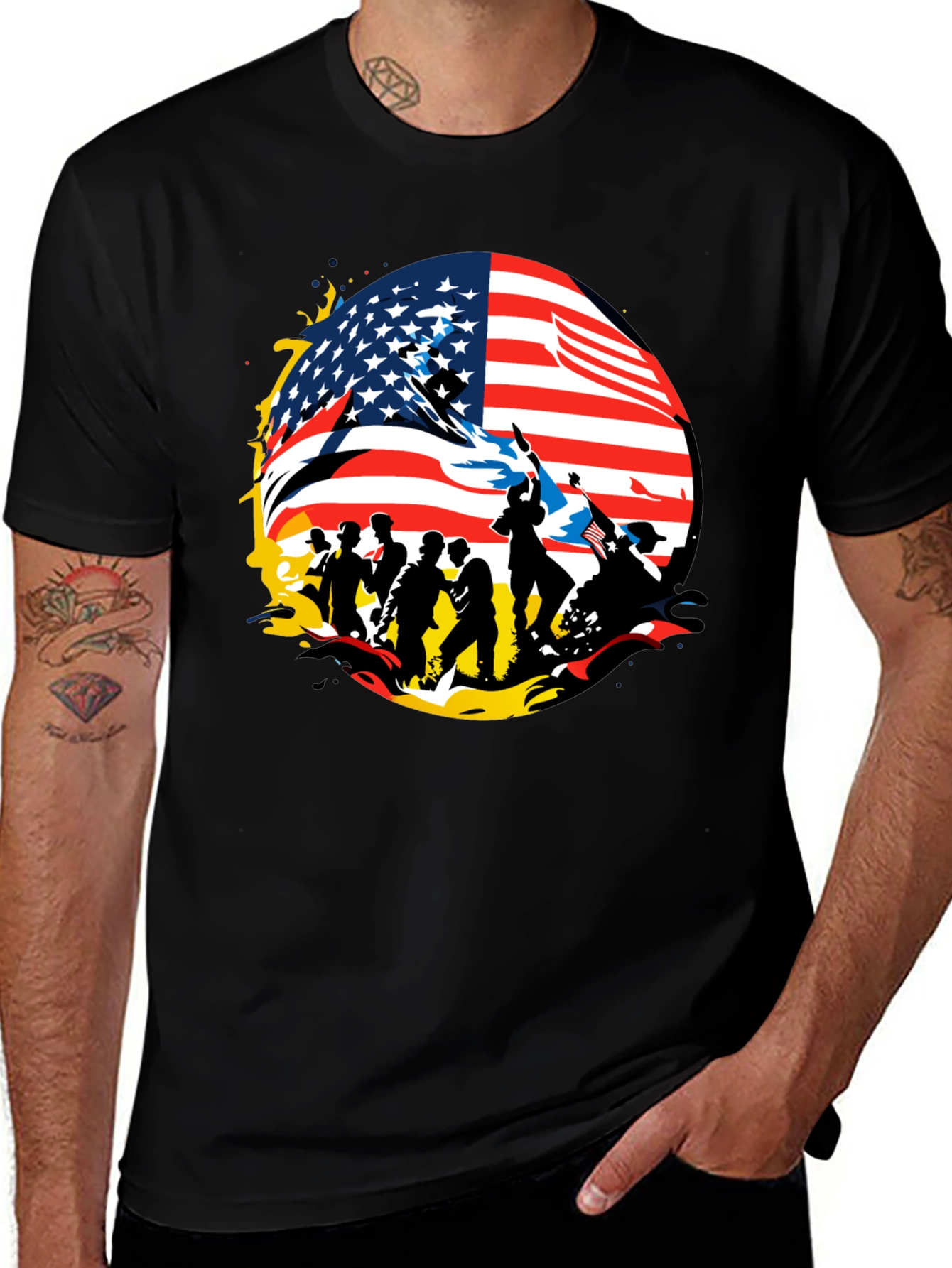 Patriotic American Flag Graphic T-Shirt