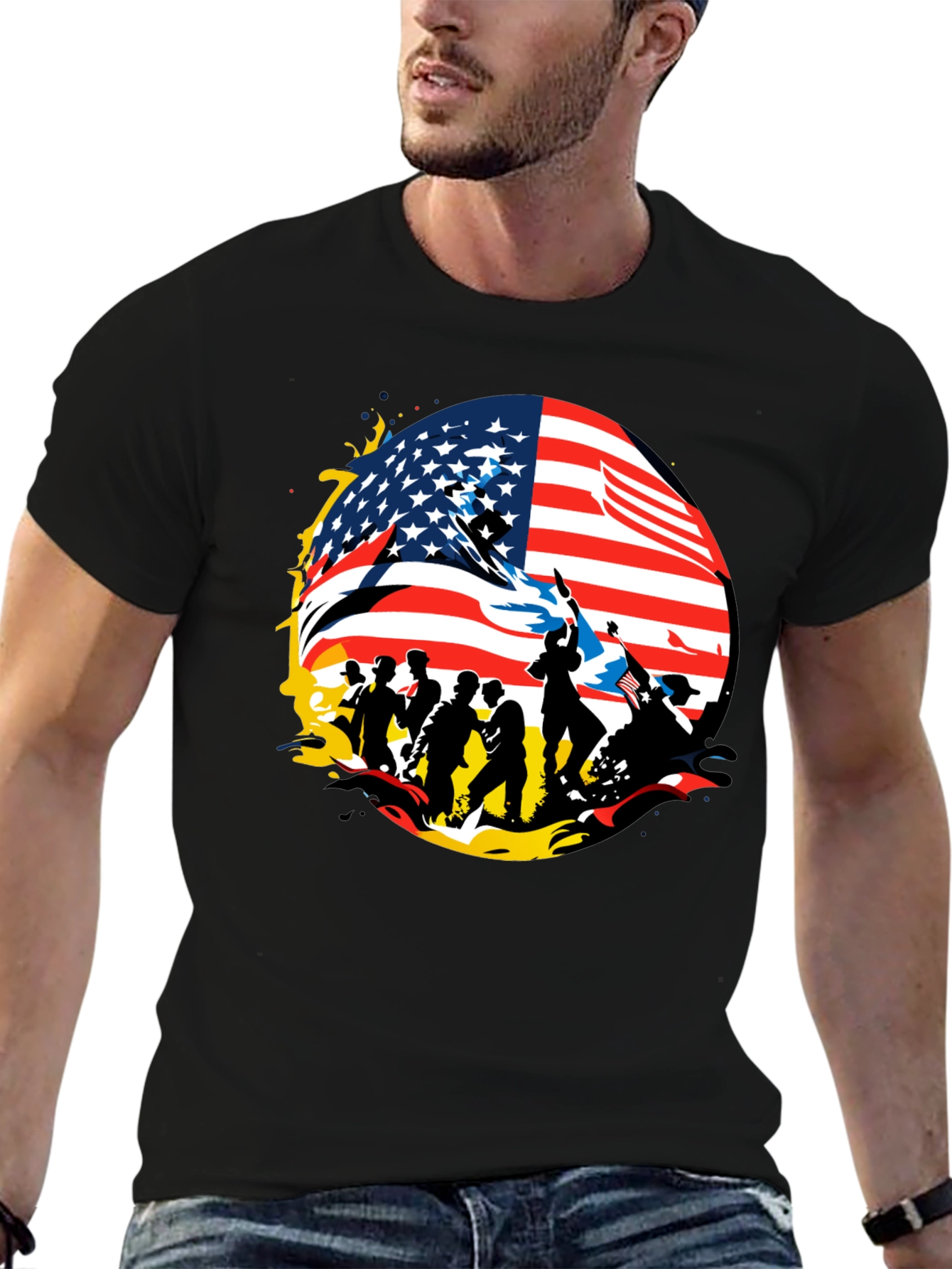 Patriotic American Flag Graphic T-Shirt