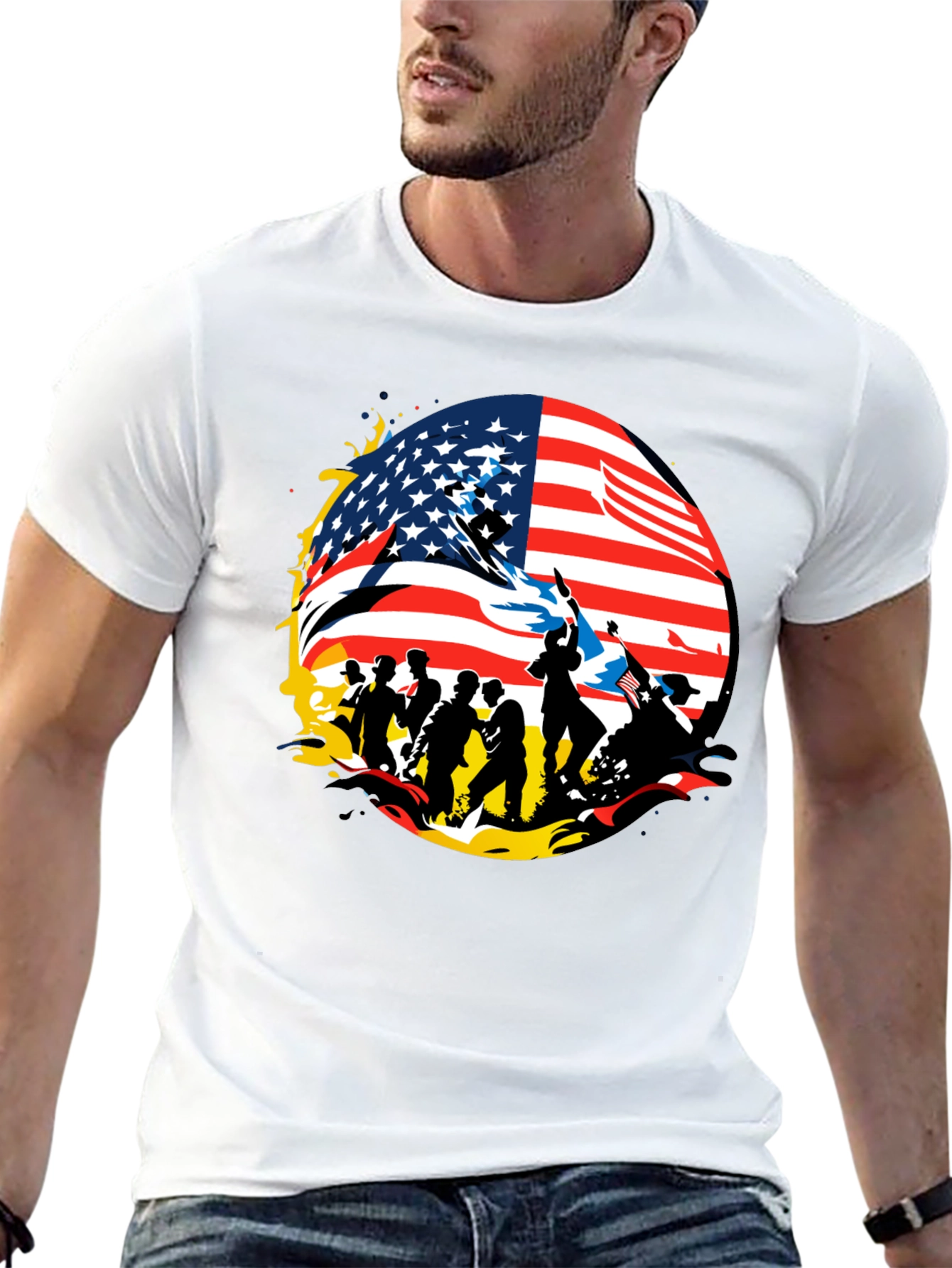 Patriotic American Flag Graphic T-Shirt