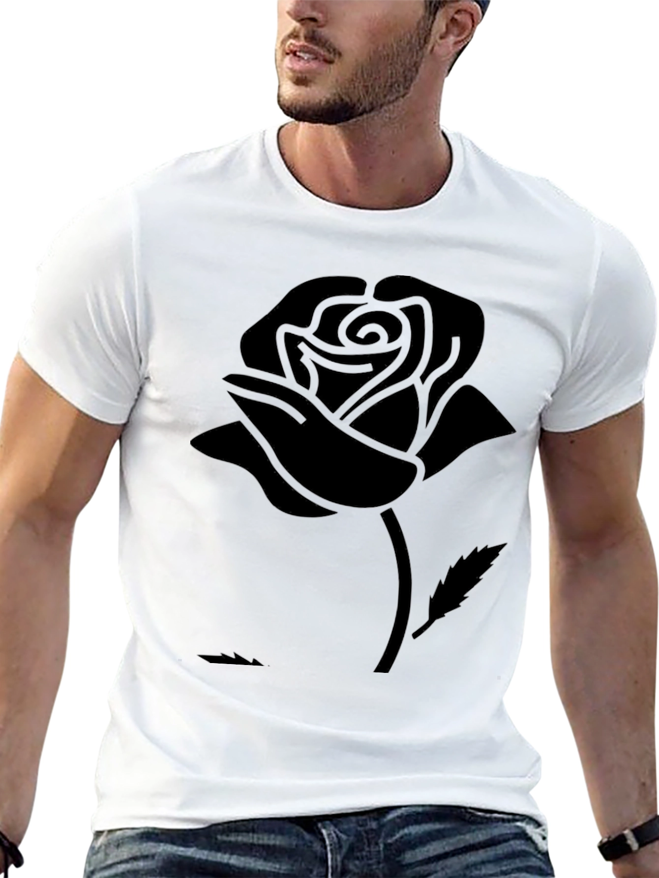 Black Rose Graphic Tee - Sleek Modern Design