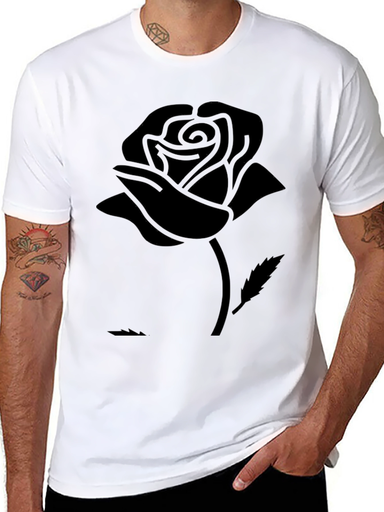 Black Rose Graphic Tee - Sleek Modern Design