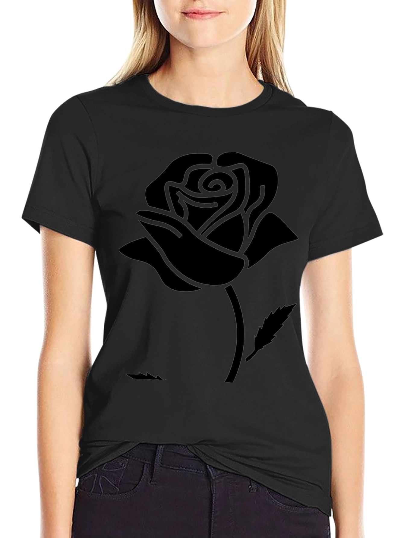 Black Rose Graphic Tee - Sleek Modern Design