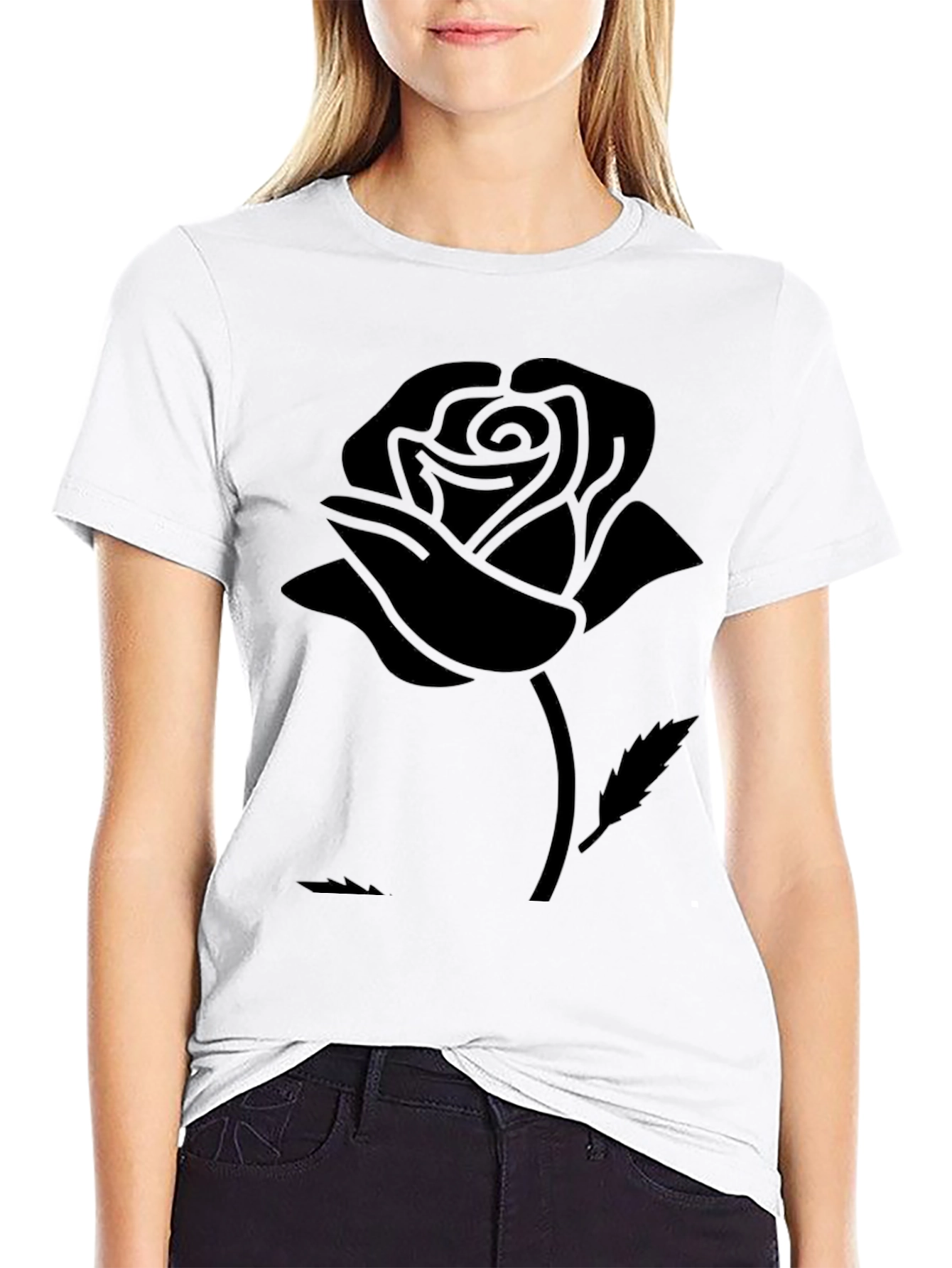 Black Rose Graphic Tee - Sleek Modern Design
