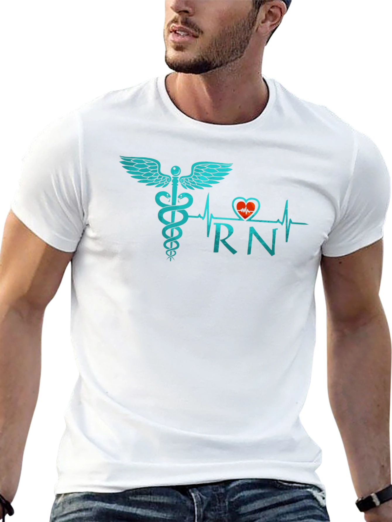 RN Caduceus Heartbeat Black T-Shirt