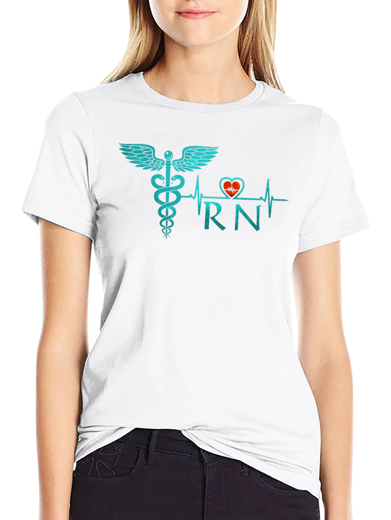 RN Caduceus Heartbeat Black T-Shirt