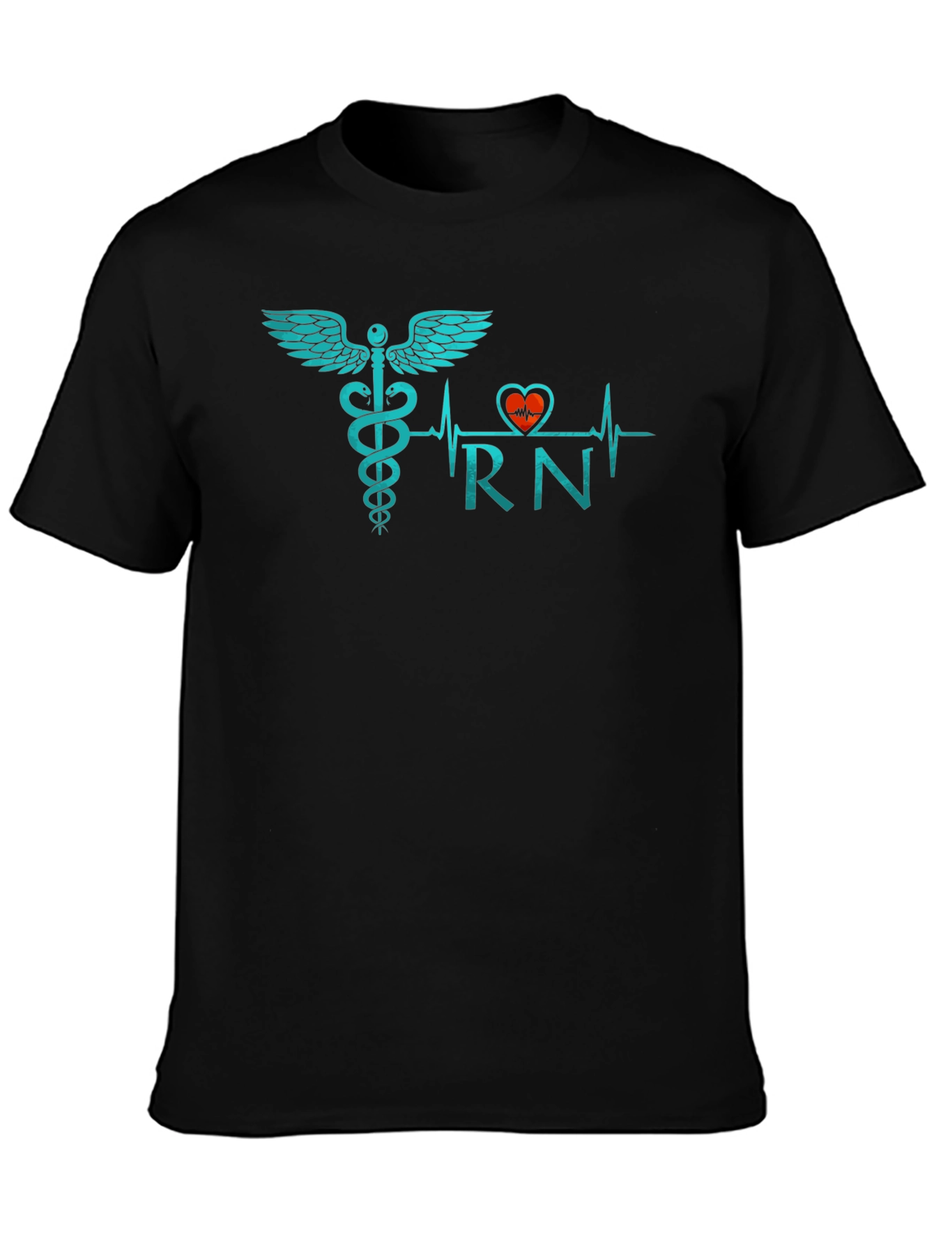 RN Caduceus Heartbeat Black T-Shirt