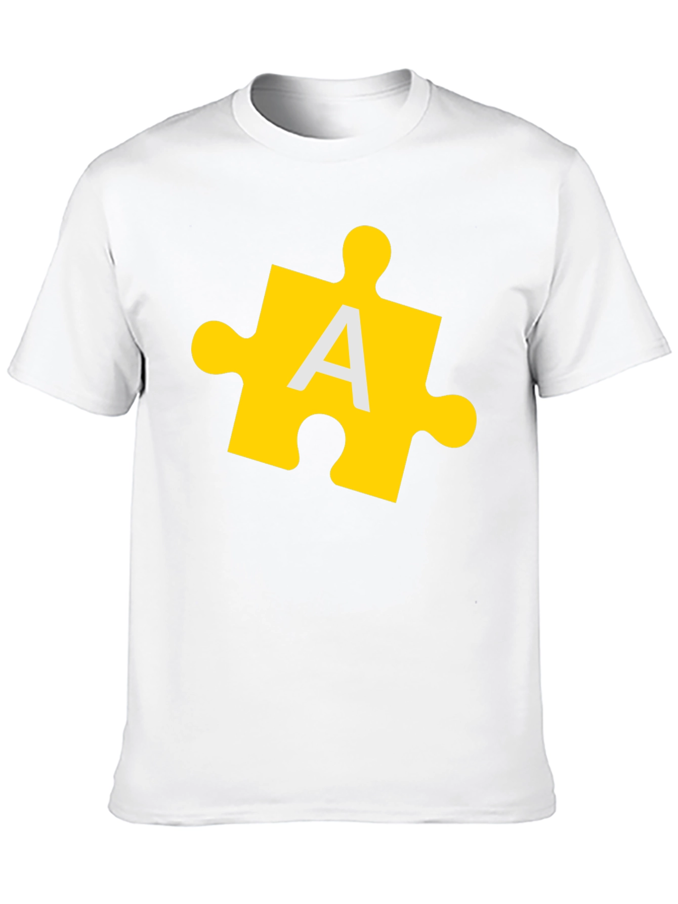 Puzzle Piece A Graphic Tee - Black Cotton T-Shirt