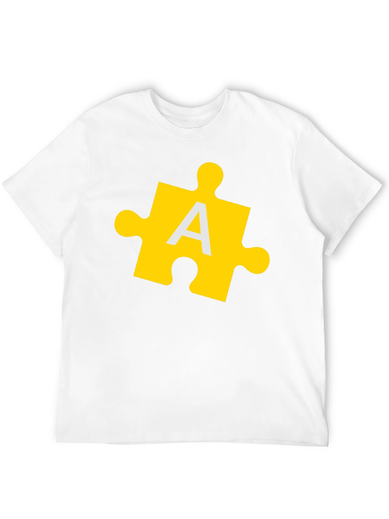 Puzzle Piece A Graphic Tee - Black Cotton T-Shirt