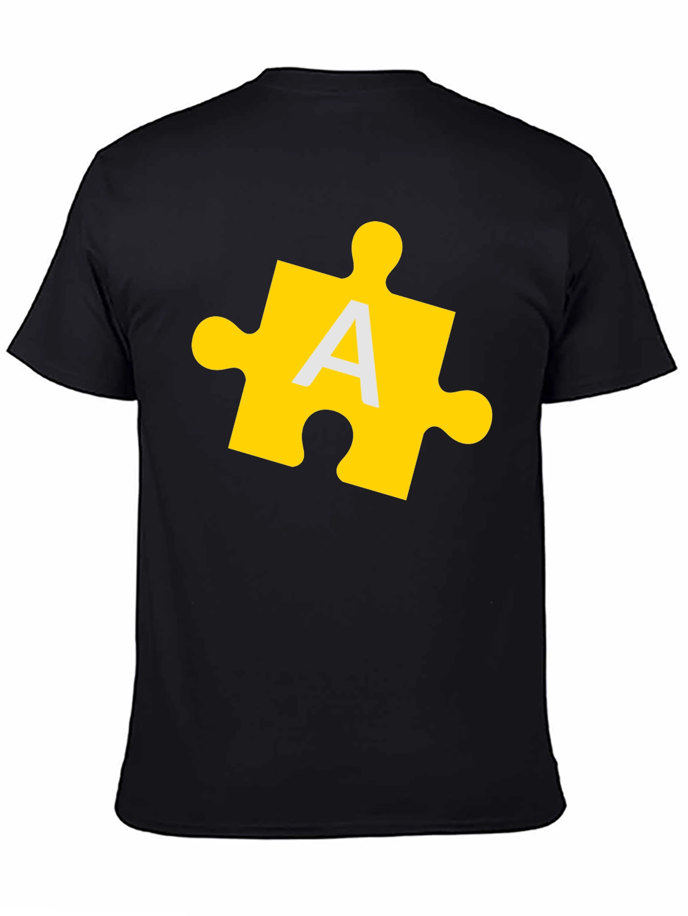 Puzzle Piece A Graphic Tee - Black Cotton T-Shirt