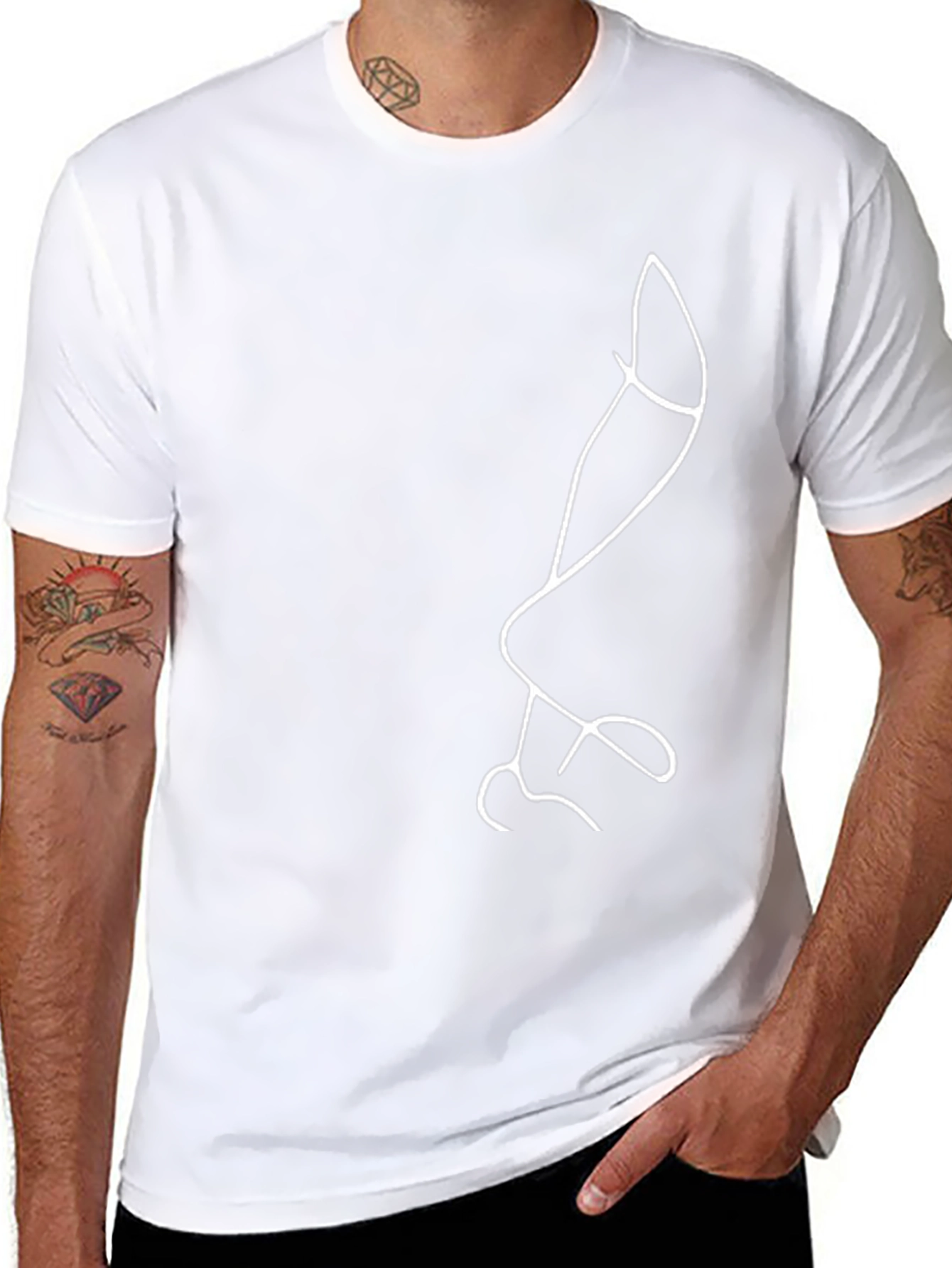 Abstract Line Art T-Shirt - Black