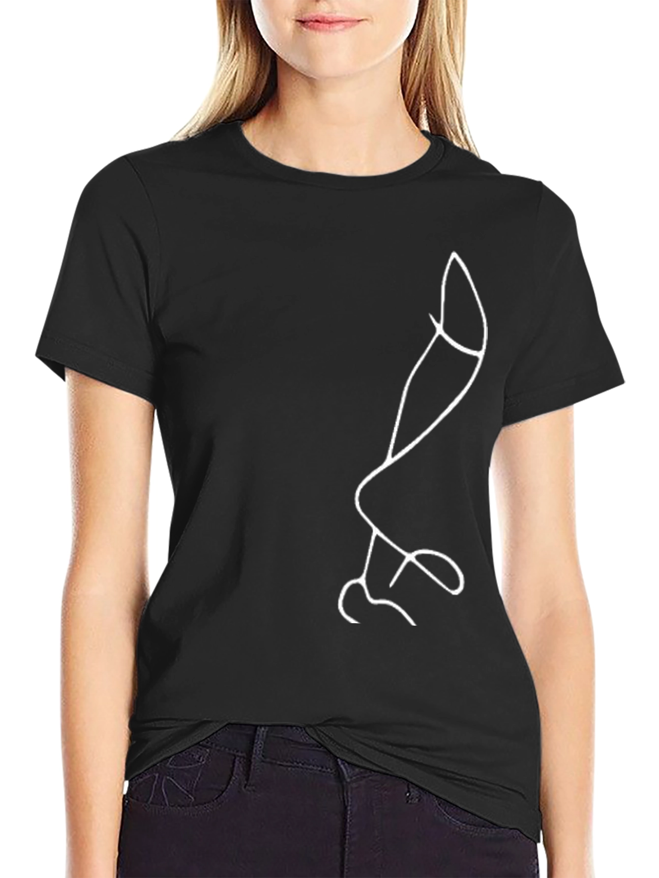 Abstract Line Art T-Shirt - Black
