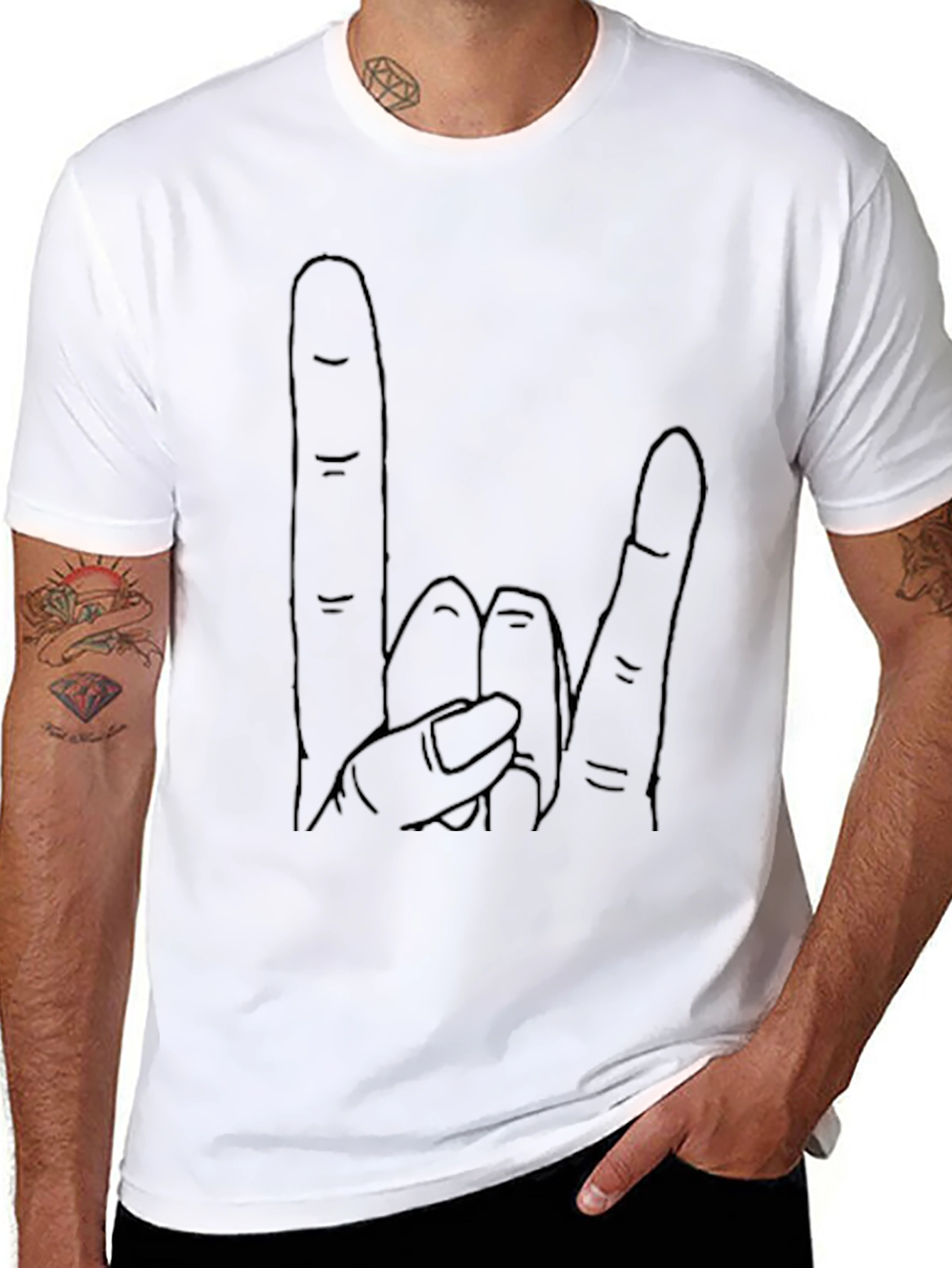 Rock On Hand Gesture Graphic T-Shirt