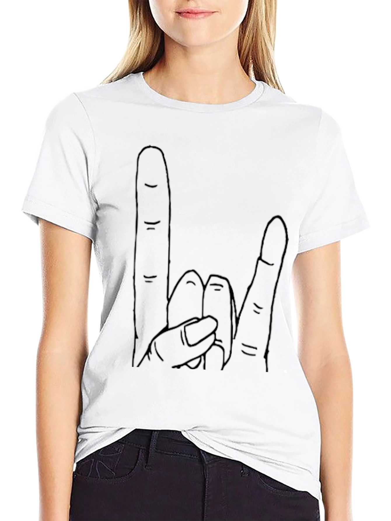 Rock On Hand Gesture Graphic T-Shirt