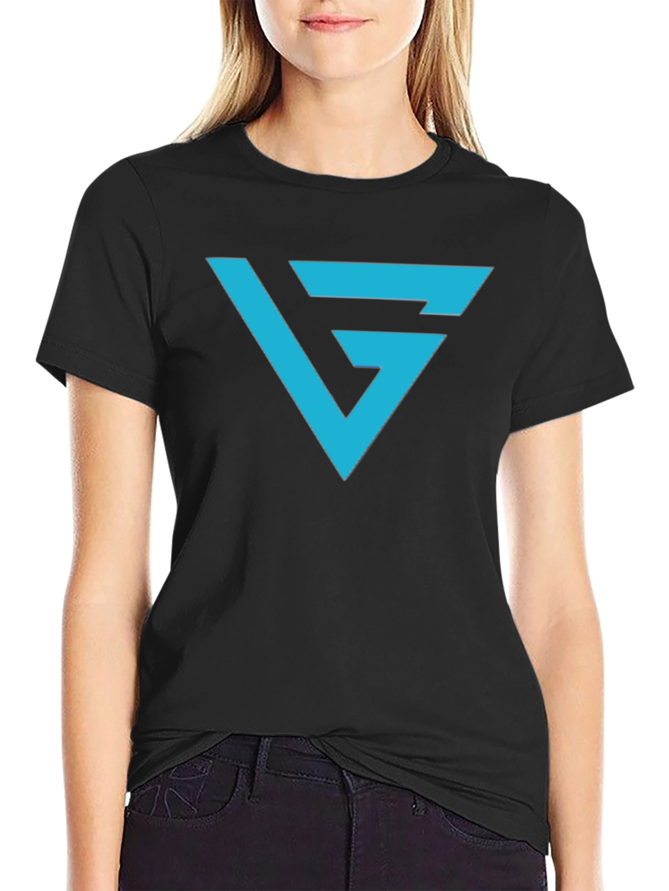Black T-Shirt with Blue G Logo Graphic