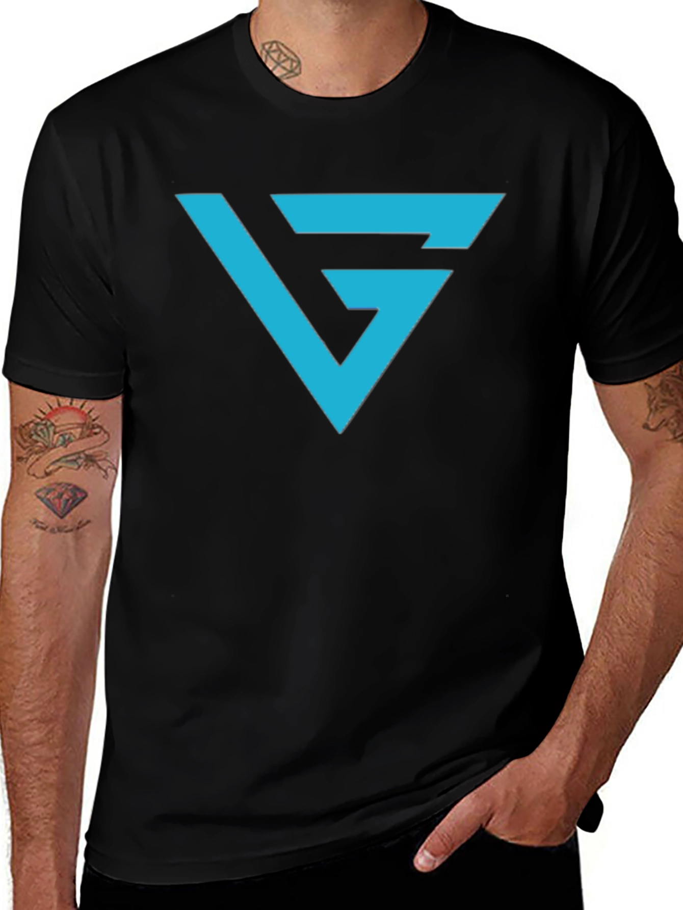 Black T-Shirt with Blue G Logo Graphic