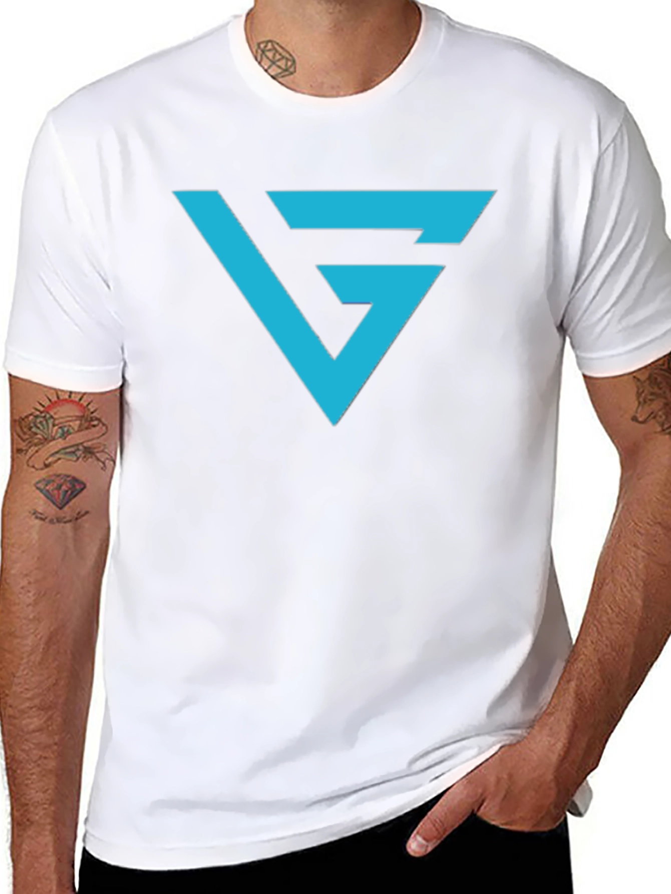 Black T-Shirt with Blue G Logo Graphic