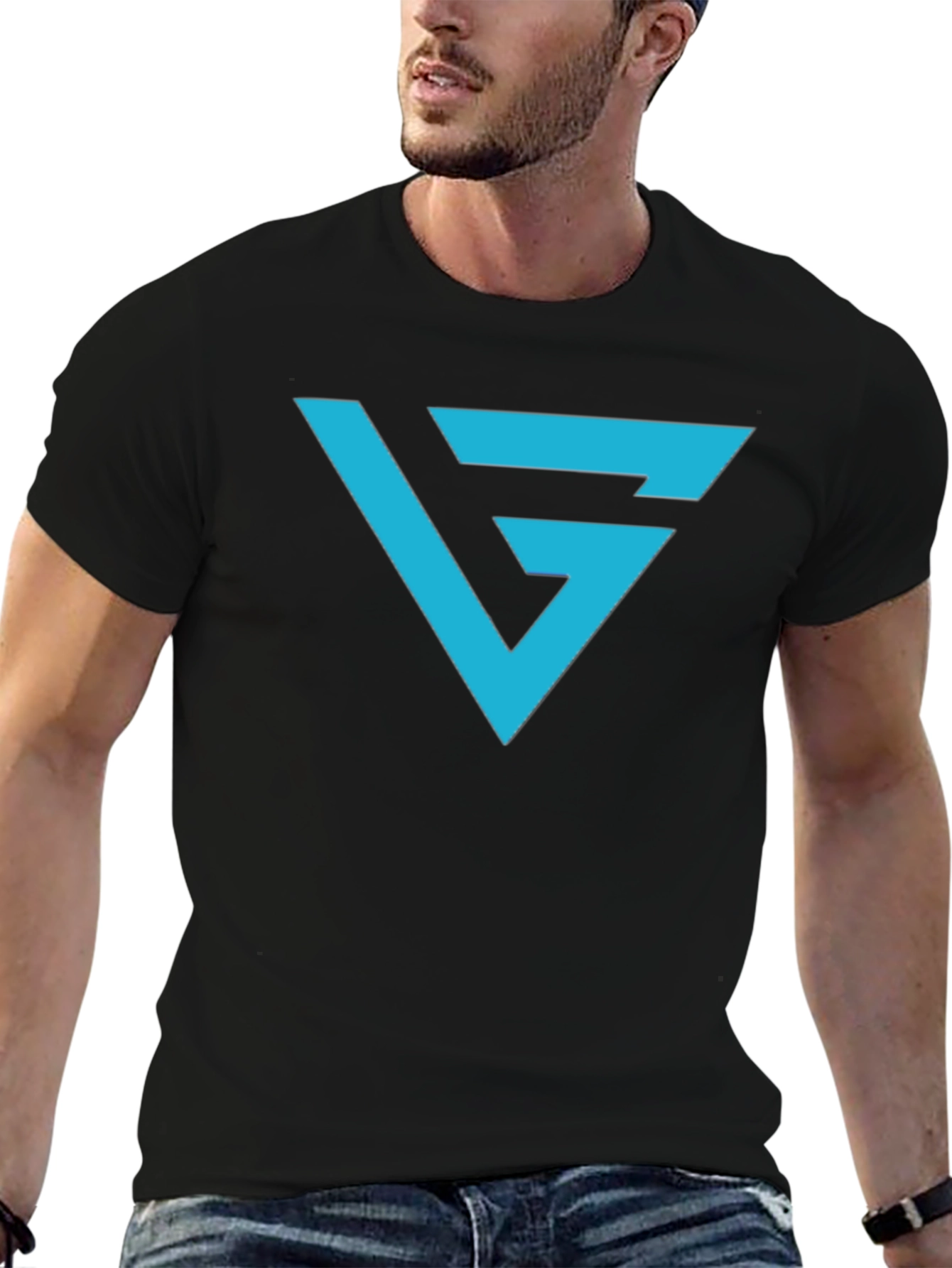 Black T-Shirt with Blue G Logo Graphic