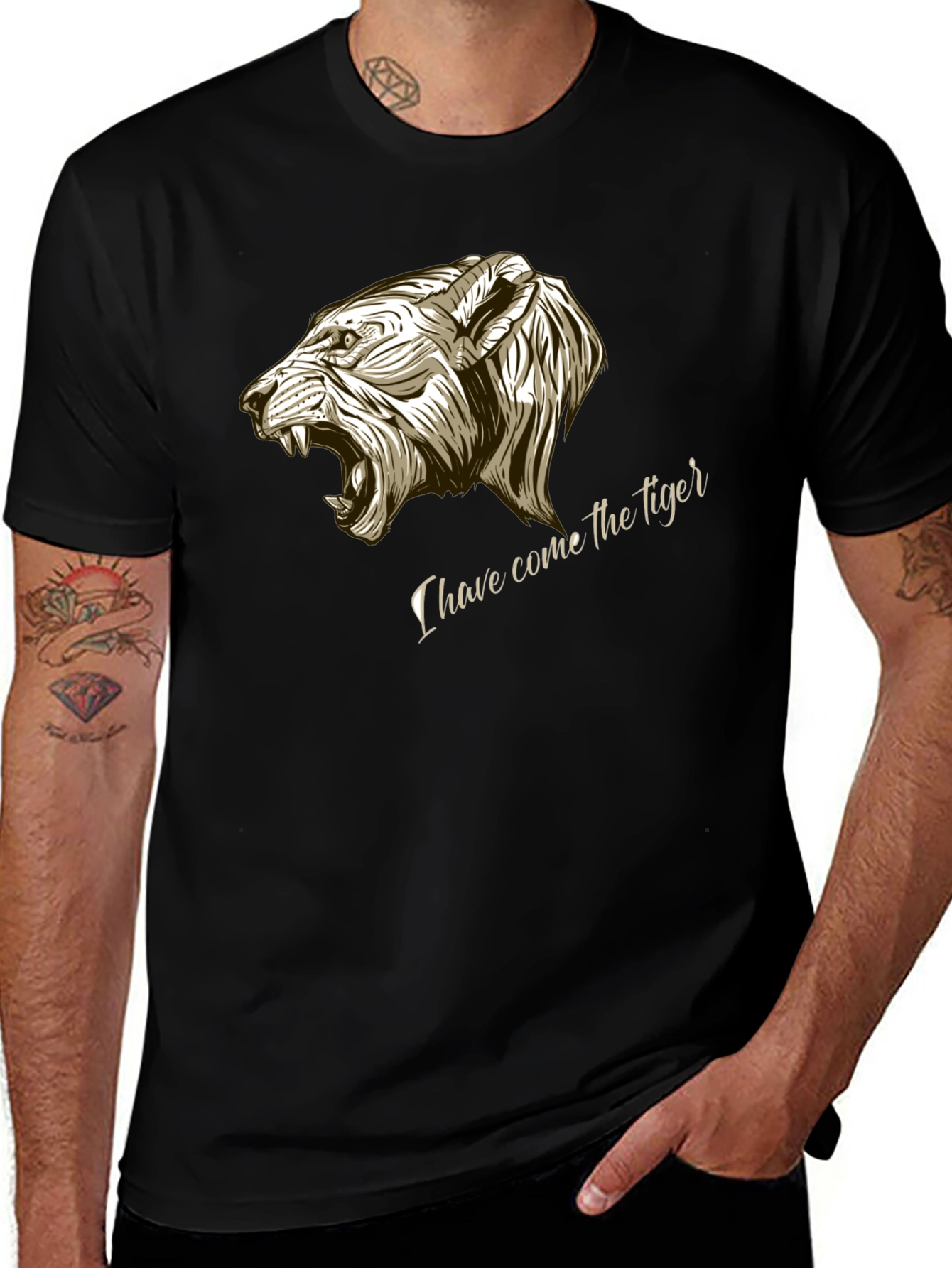 Tiger Graphic Tee - Black Cotton