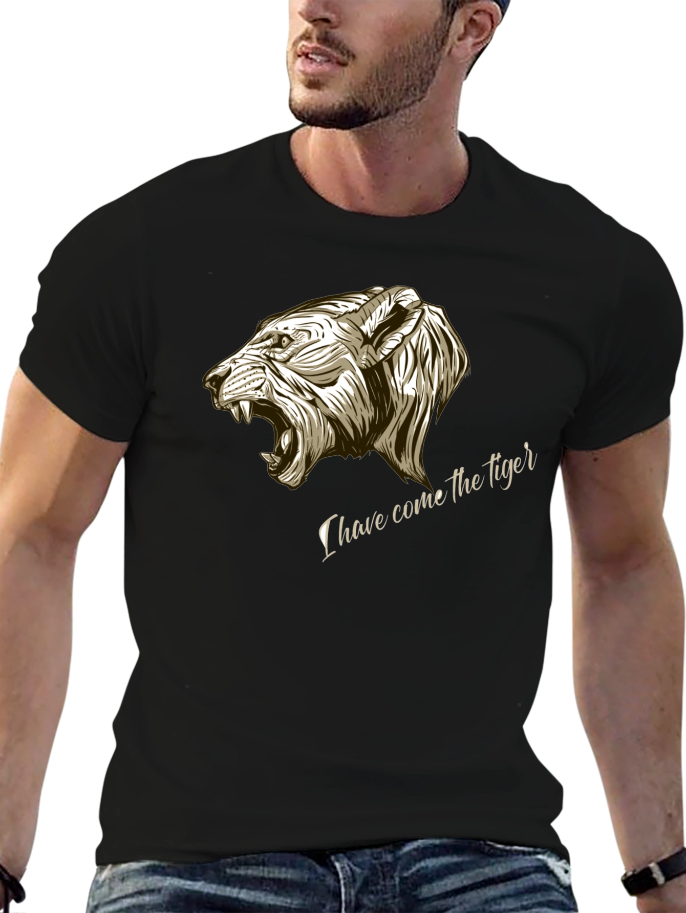 Tiger Graphic Tee - Black Cotton