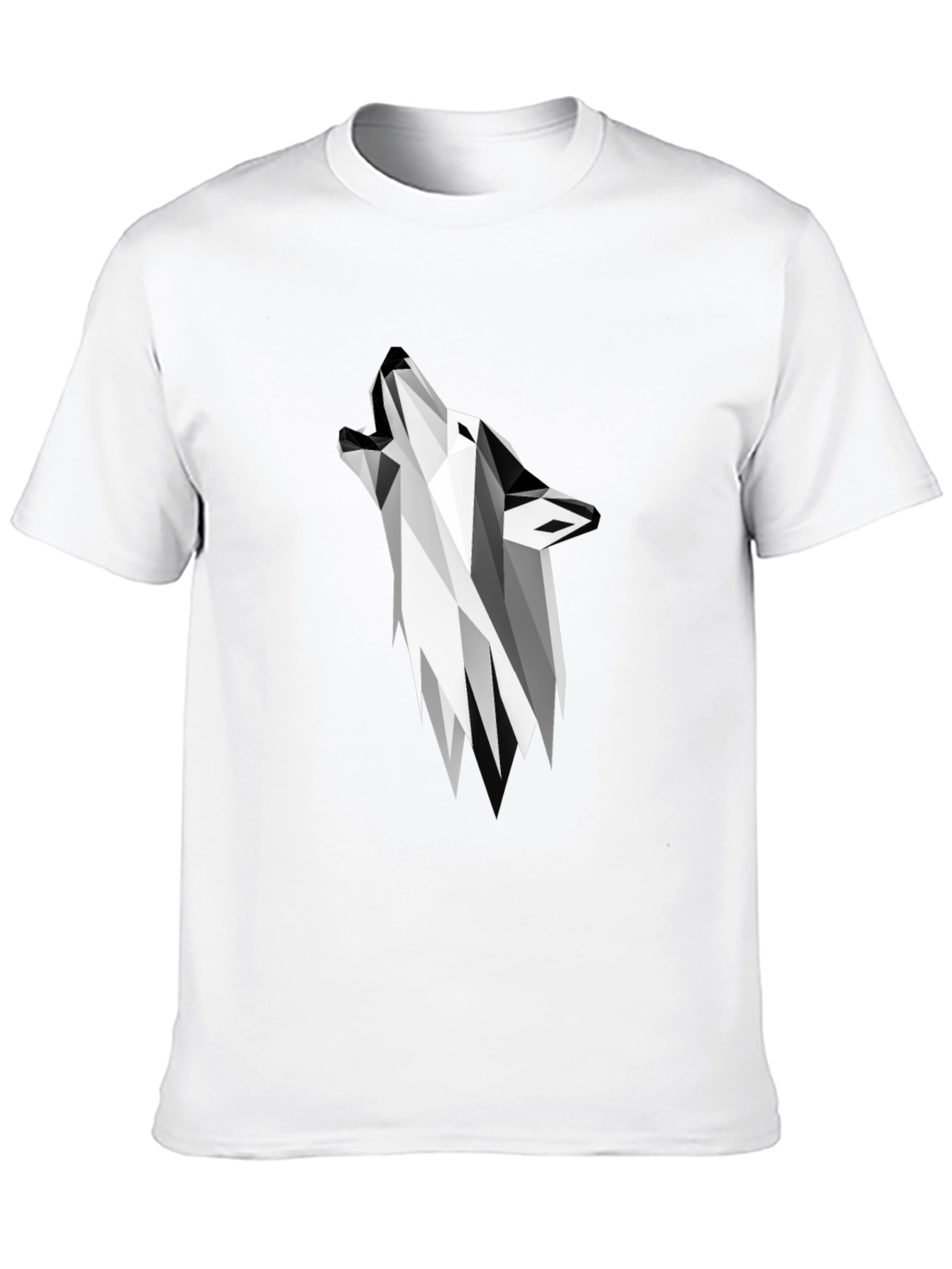 Geometric Wolf Graphic Tee - Modern Black T-Shirt