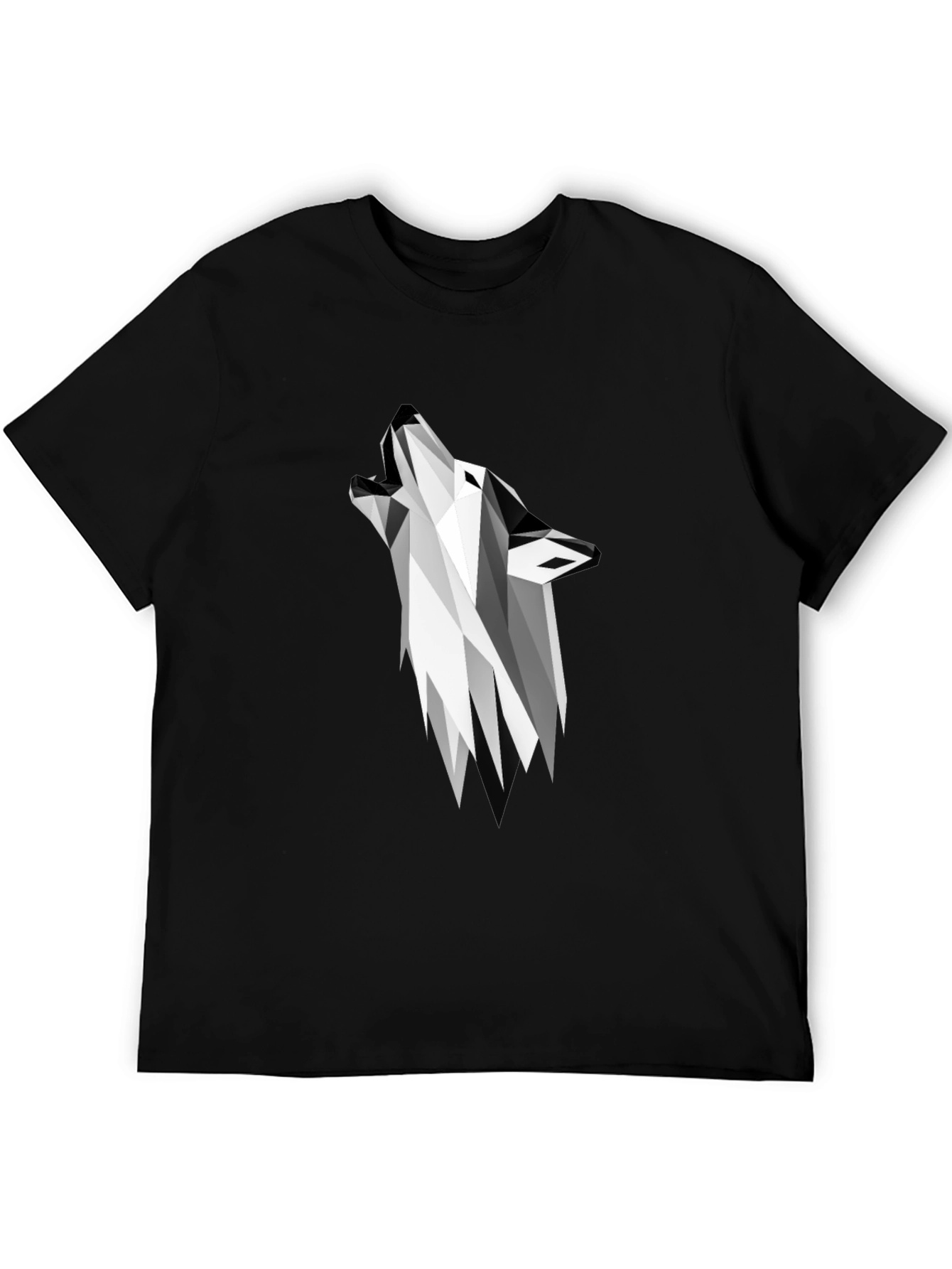 Geometric Wolf Graphic Tee - Modern Black T-Shirt