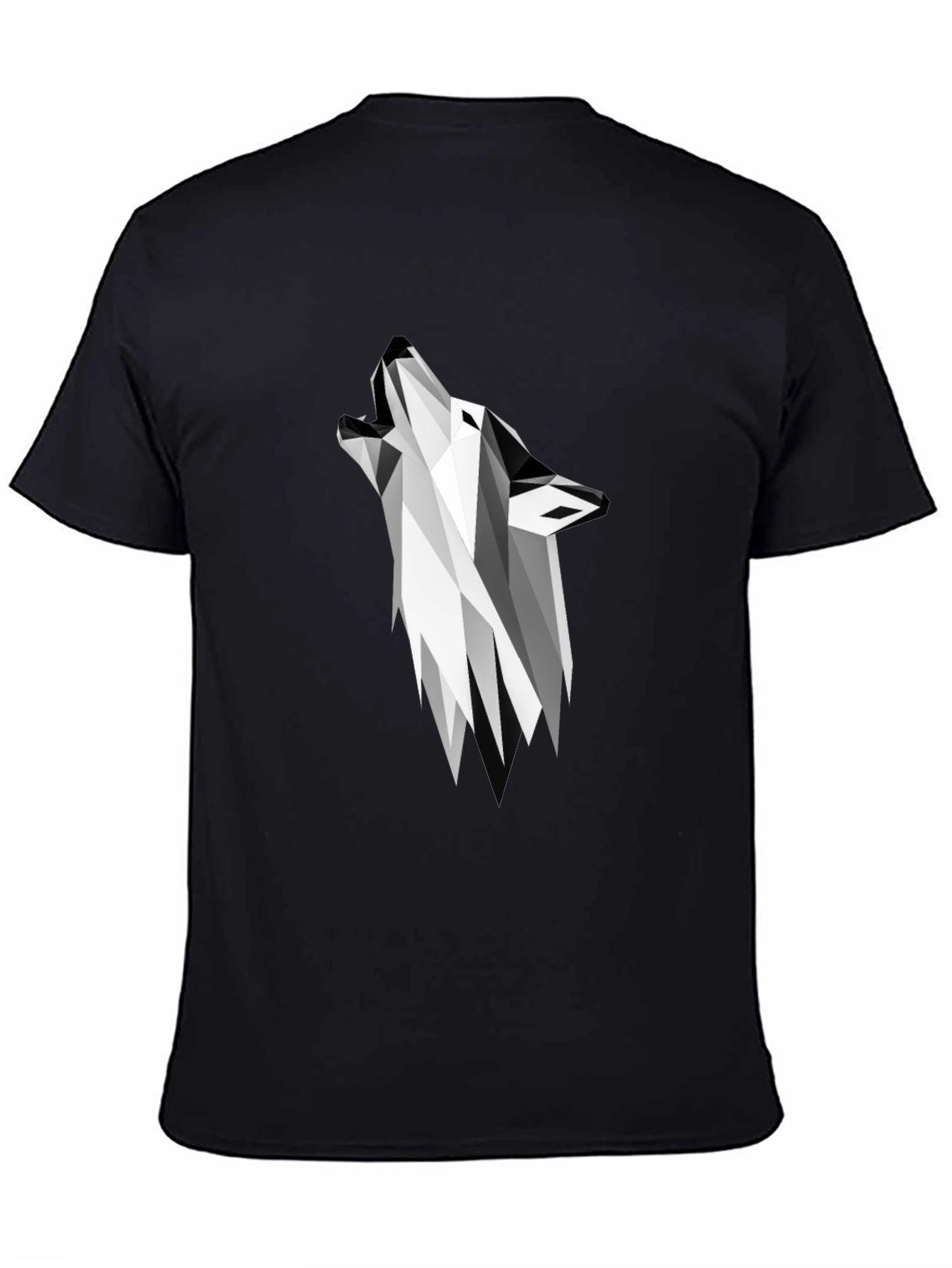 Geometric Wolf Graphic Tee - Modern Black T-Shirt