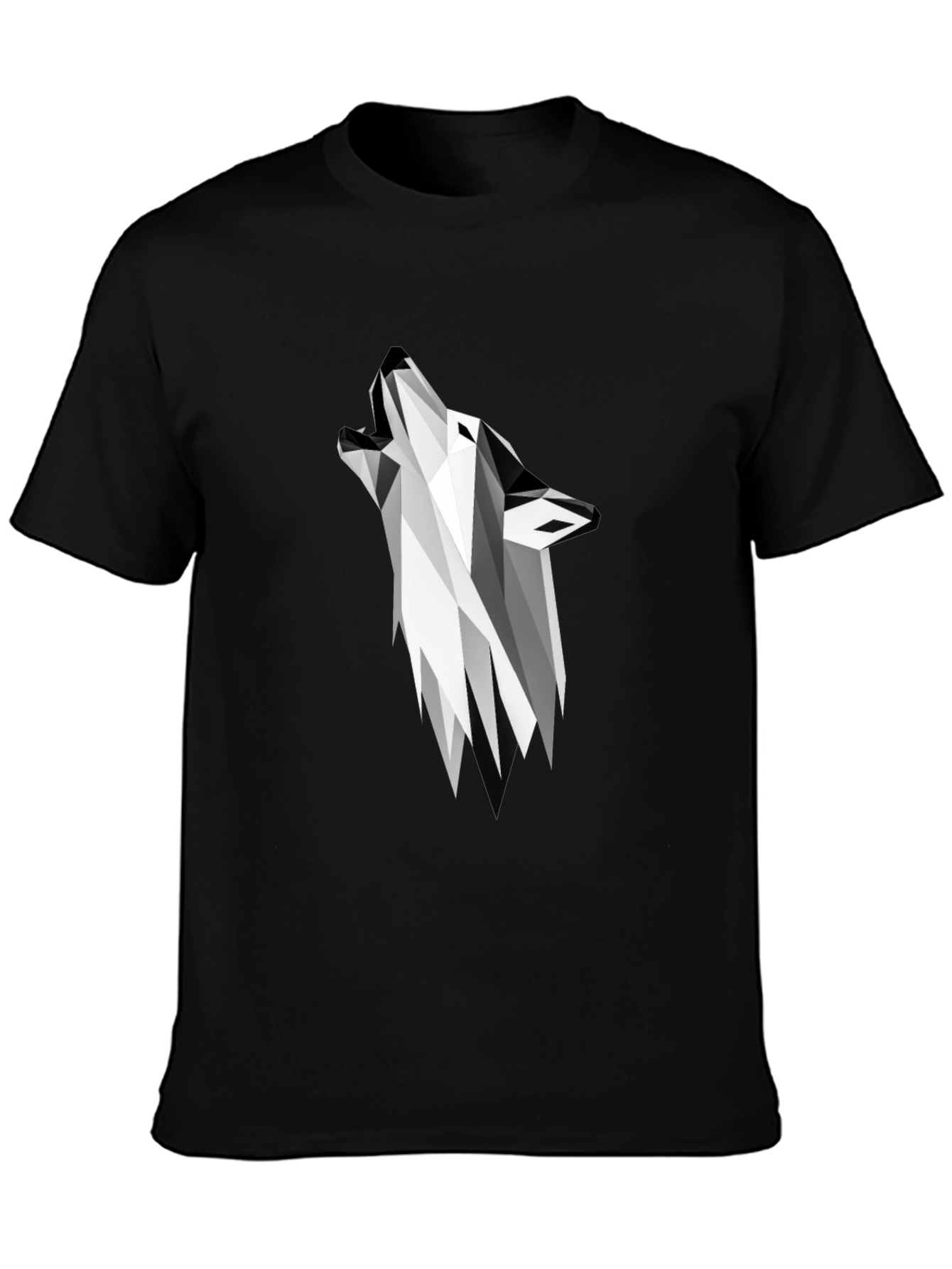 Geometric Wolf Graphic Tee - Modern Black T-Shirt