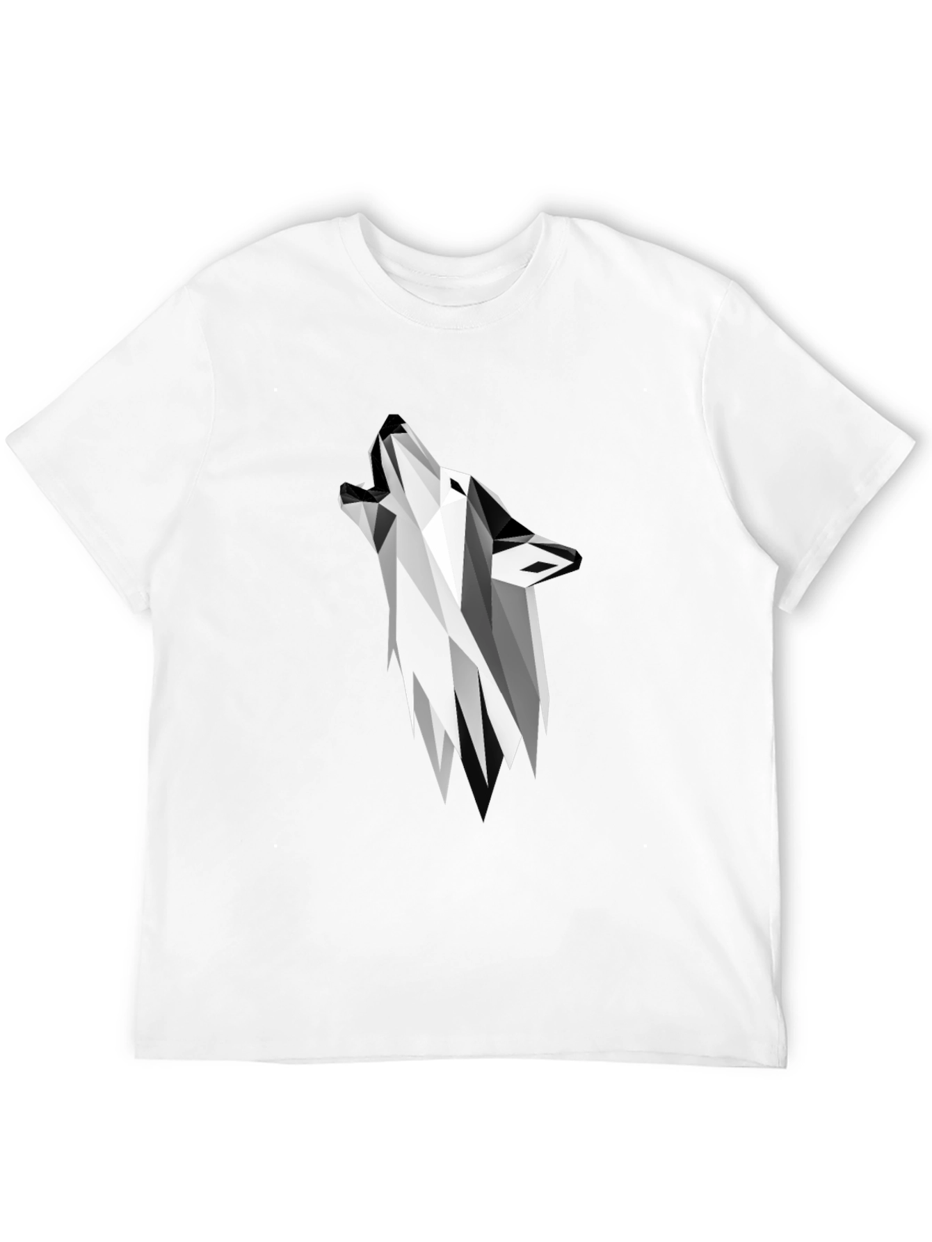 Geometric Wolf Graphic Tee - Modern Black T-Shirt