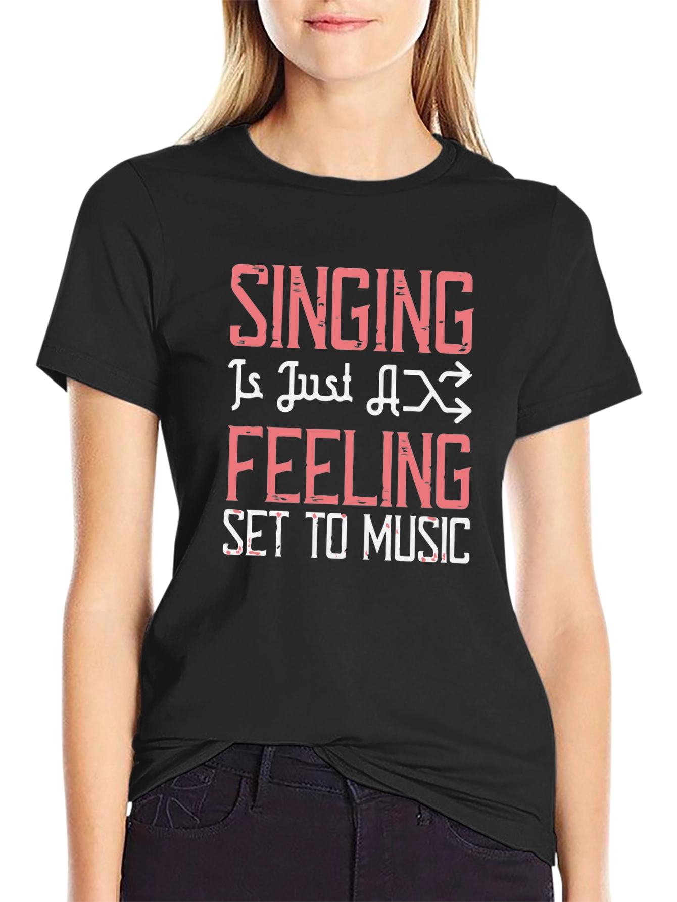 Singing is Feeling Set to Music Black Graphic Tee