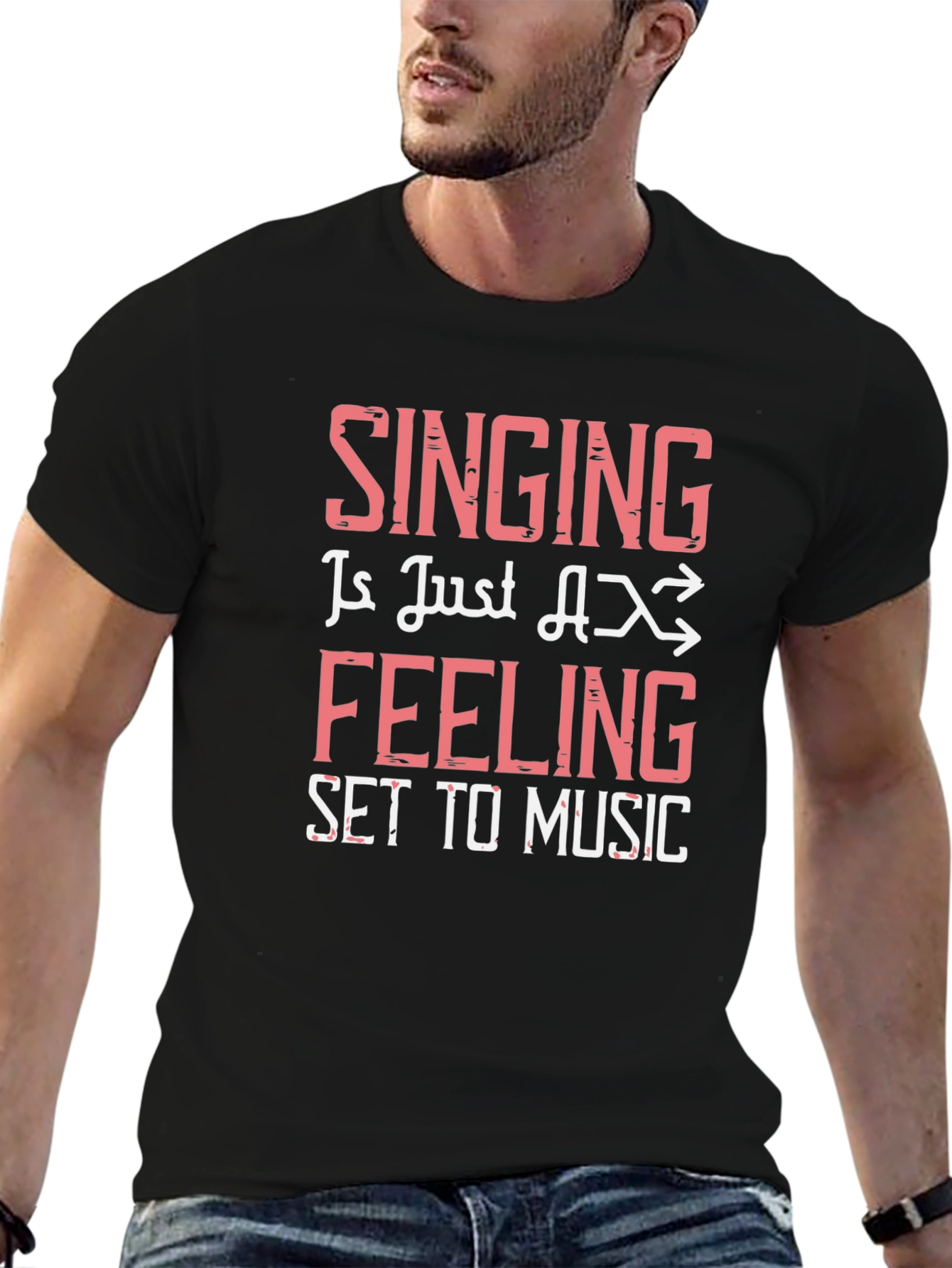 Singing is Feeling Set to Music Black Graphic Tee