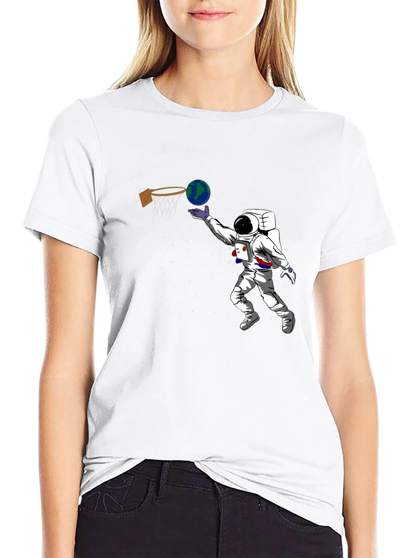 Astronaut Dunking Earth Graphic T-Shirt