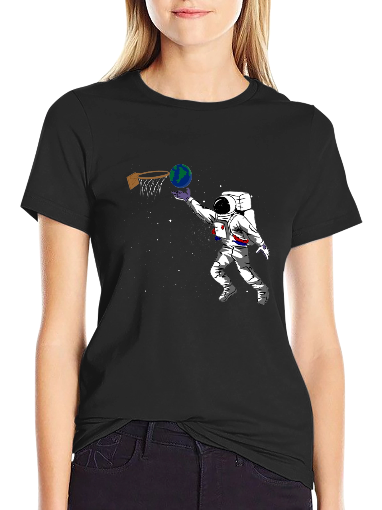Astronaut Dunking Earth Graphic T-Shirt