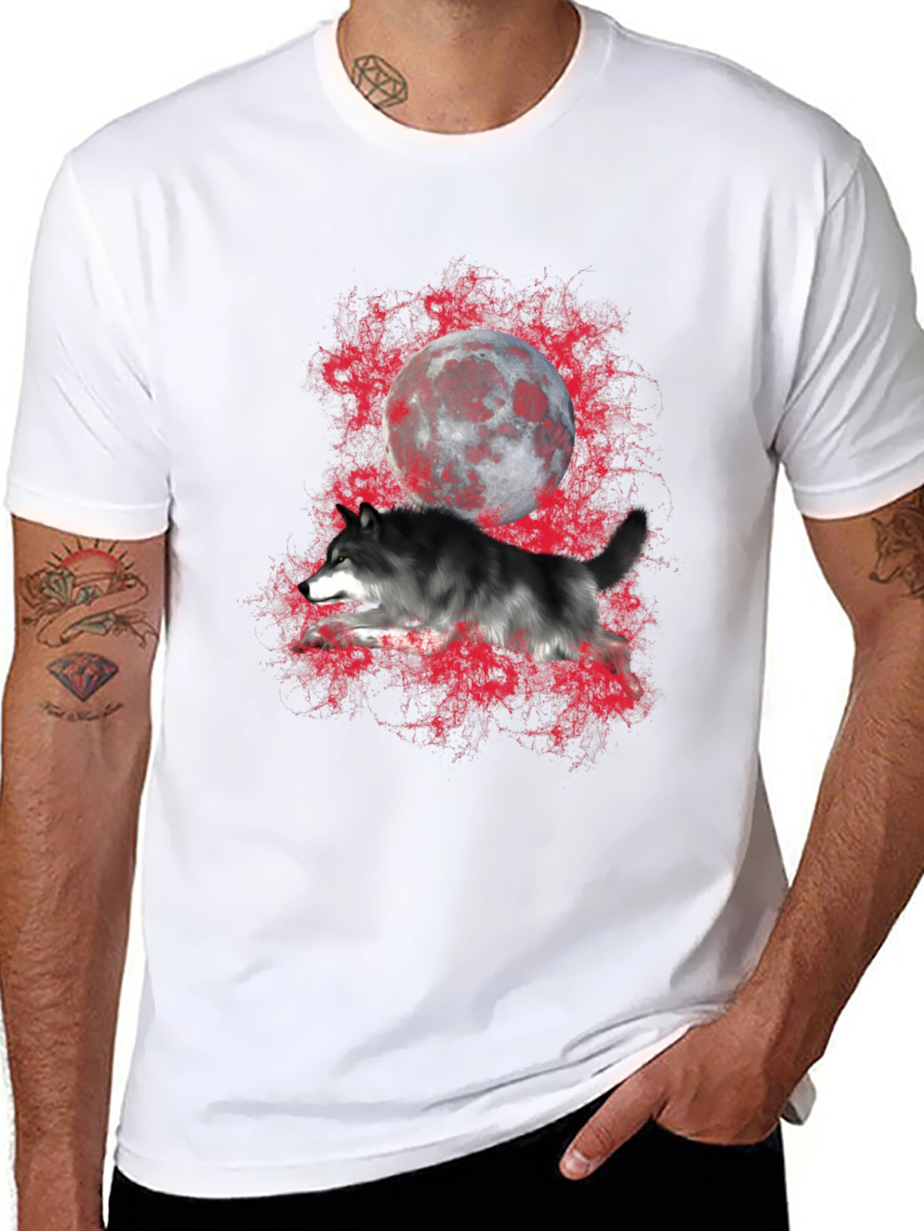 Wolf and Moon Graphic T-Shirt
